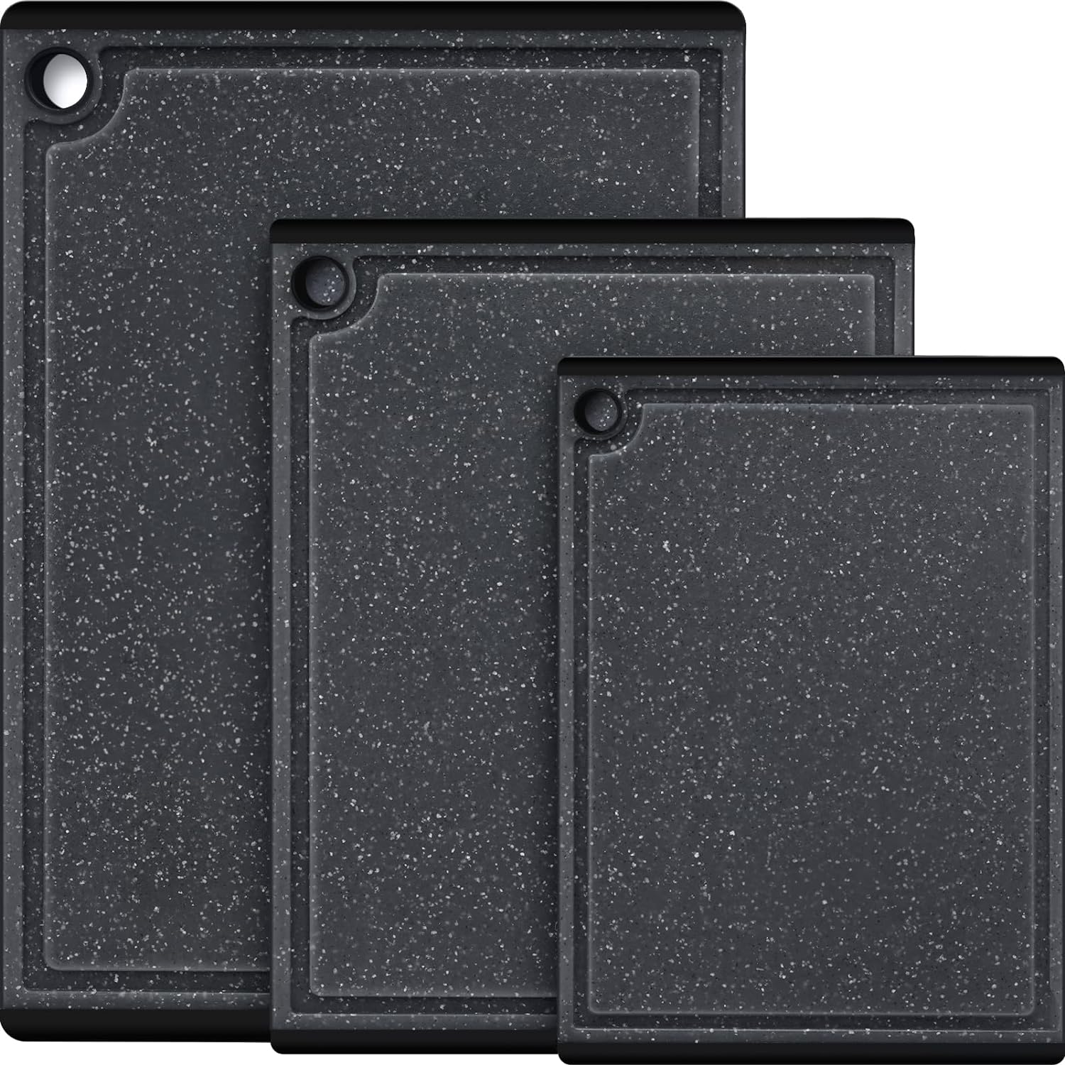 Kikcoin Plastic Cutting Coards for Kitchen, 3-Piece Large Cutting Board Set Dishwasher Safe Chopping Boards with Non-Slip Feet and Juice Grooves, image number 6