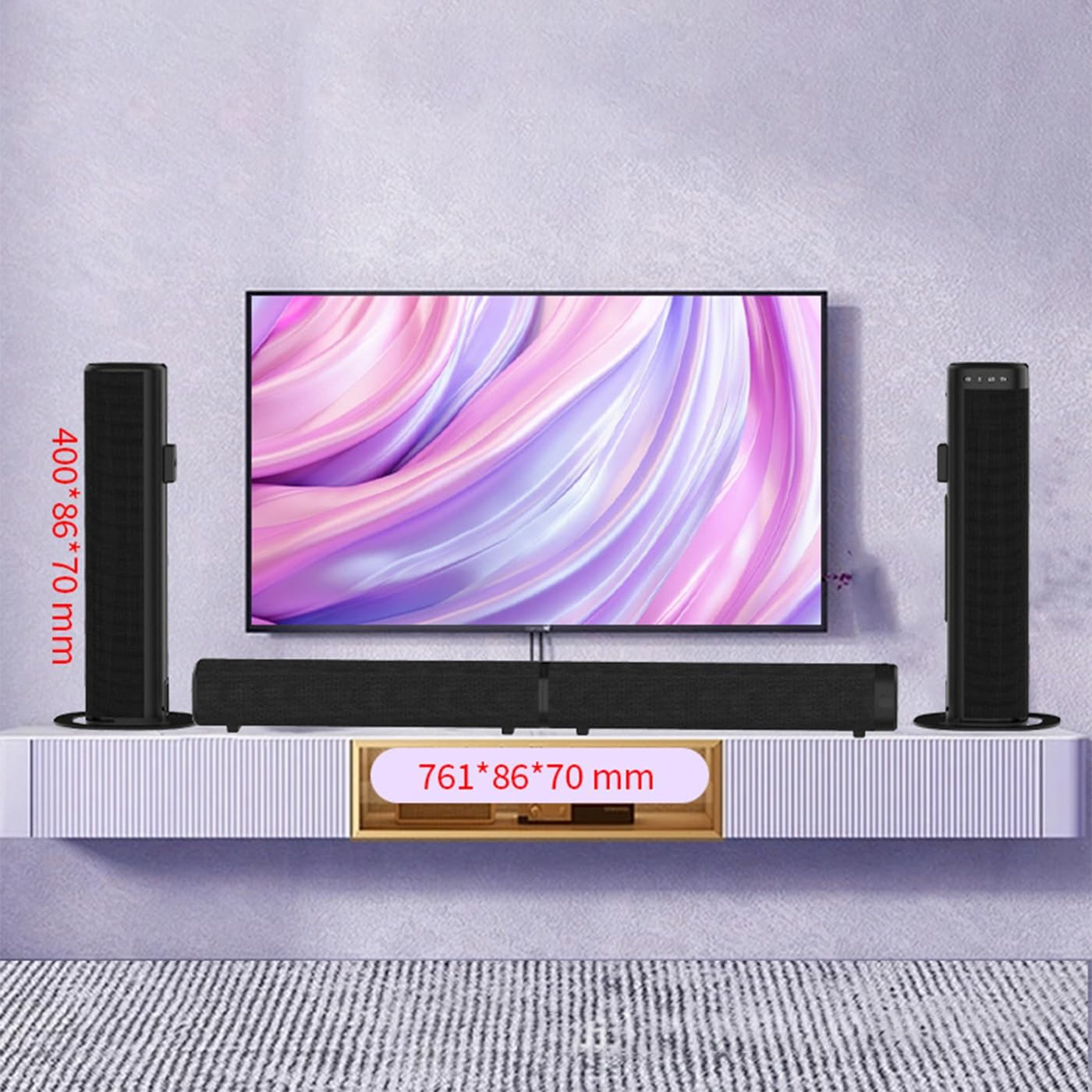 Soundbar for Smart TV, 100W Sound Bar Bluetooth 5.3 Soundbar, 2 in 1 Detachable Home Speaker Bass Effect, Home Theater Surround Sound, Arc/Optical/Aux/Usb Connections, for Tv/Pc/Projectors image number 5