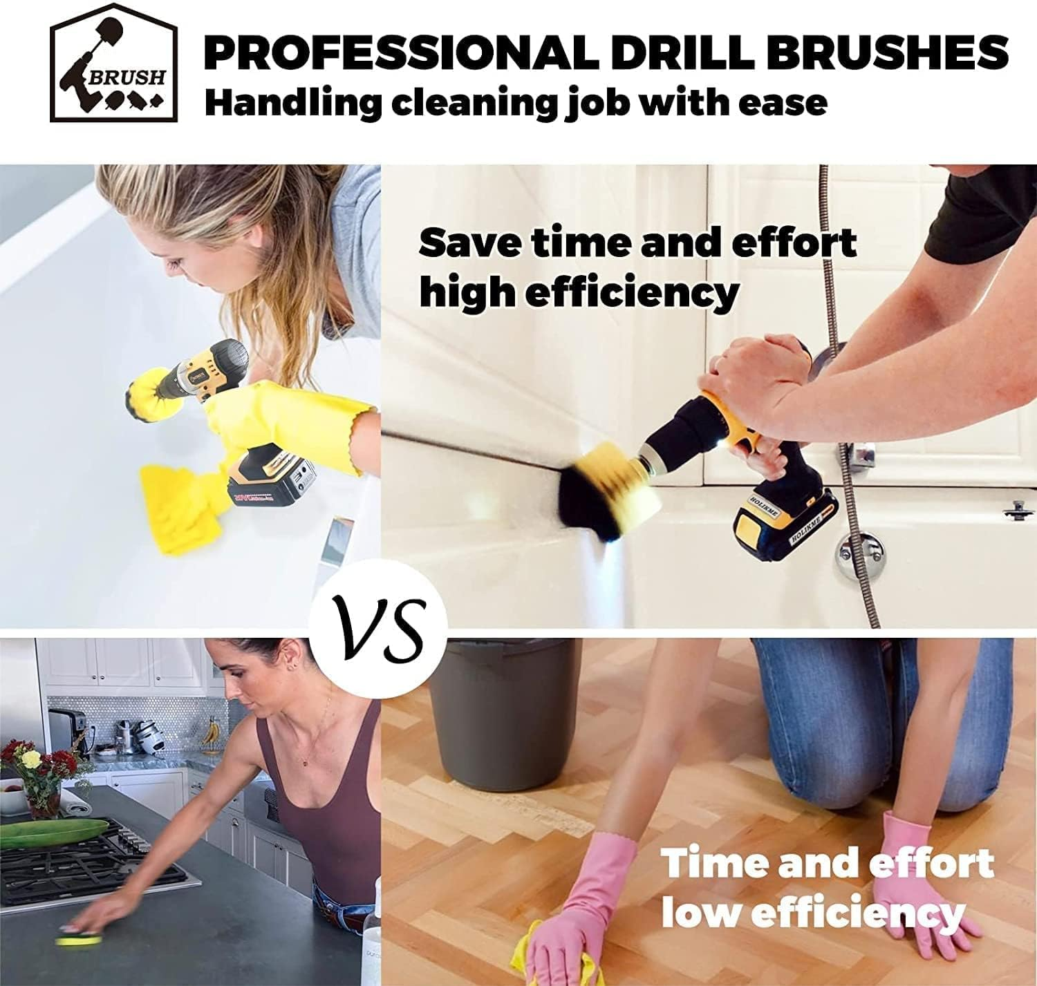 45 Piece Drill Brush Attachment Set Scrub Pads Scouring Pads Power Scrubber Brush with Extend Long Attachment All Purpose Clean for Grout, Tiles, Sinks, Bathtub, Bathroom, Kitchen image number 2