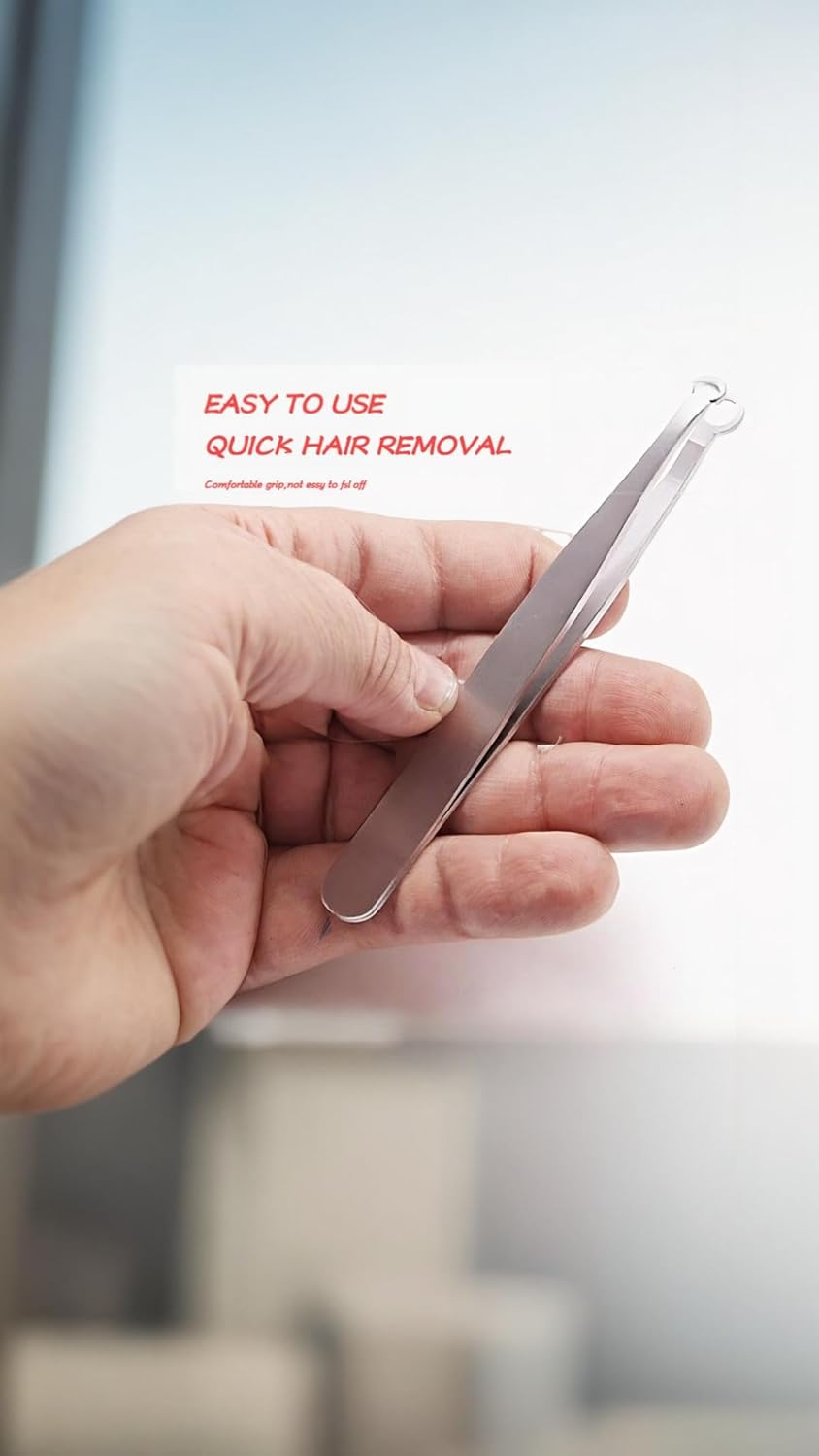 Honwor Universal Nose Hair Trimming Tweezers Stainless Steel Tweezers Eyebrow Clippers Trimmer Friendly round Tip No Mirror Needed Easy Cut for Noses Sideburns Brow Body (1Pcs+Black Leather Case) image number 5