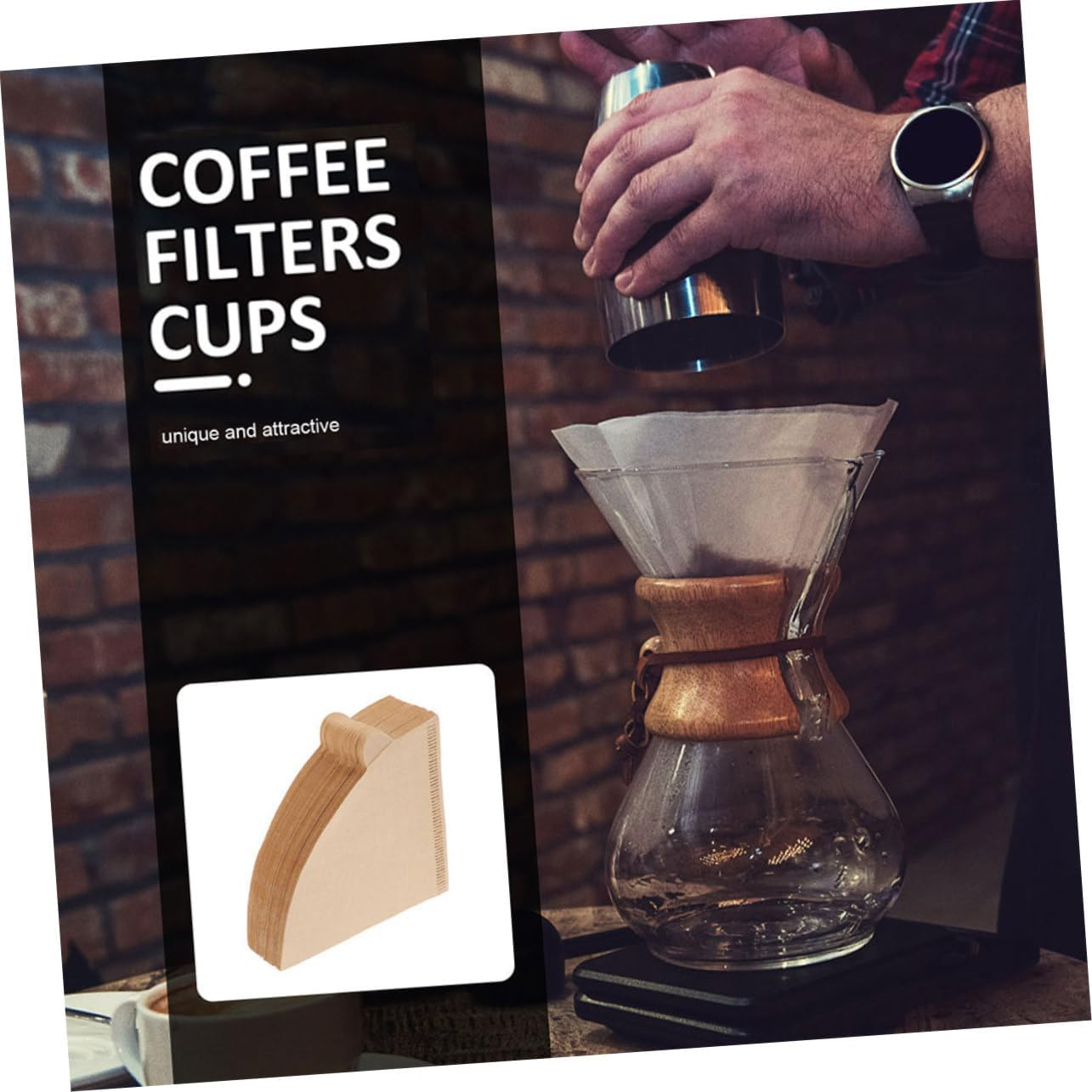 UKCOCO 100Pcs Cone Coffee Filters Paper Set Espresso Filters for Coffee Makers for Brewing Tea Easy to Use Fits Drippers Enhance Flavor image number 2