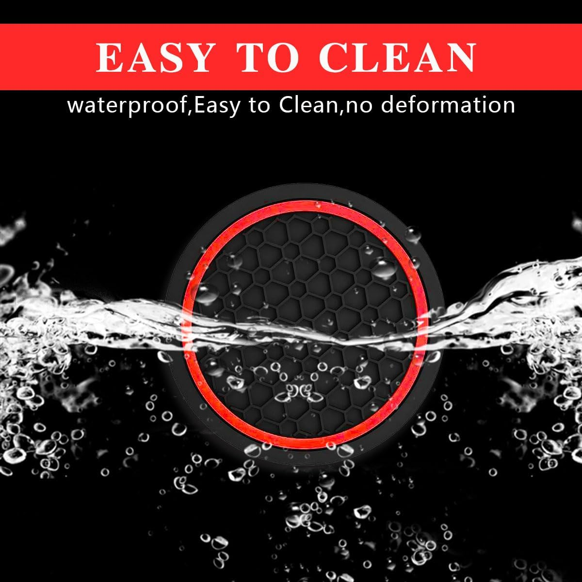 4PCS Car Cup Holder Coasters, Dustproof Automotive Interior Accessories Mat,2.75 Inch Non-Slip Insert Water Bottle Holder Pads, Universal for Vehicles, Trucks, Rvs and More (Black/Red) - Black/Blue image number 2