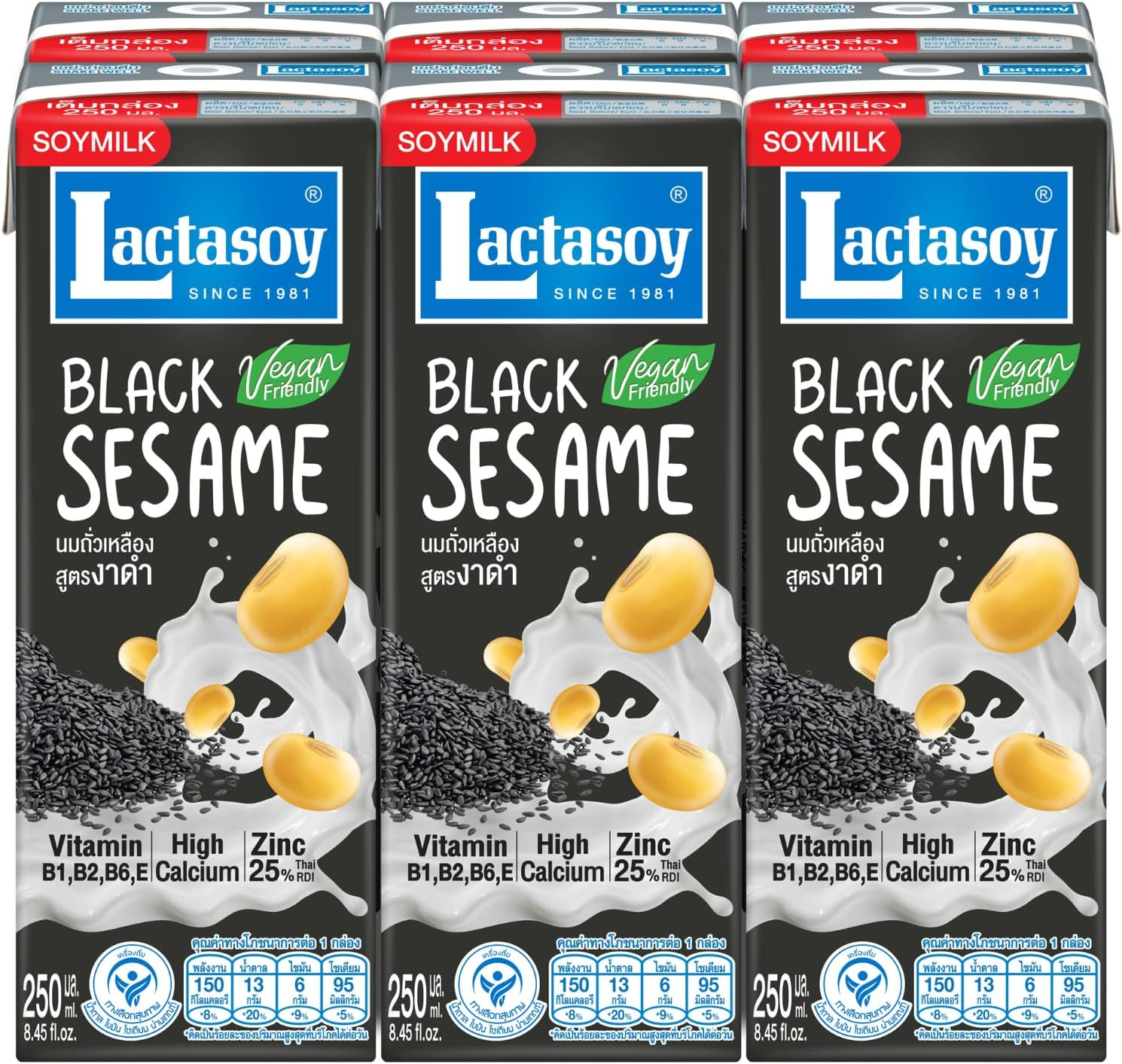 Lactasoy Soymilk Black Sesame Drink 250Ml 6 Pack image number 3