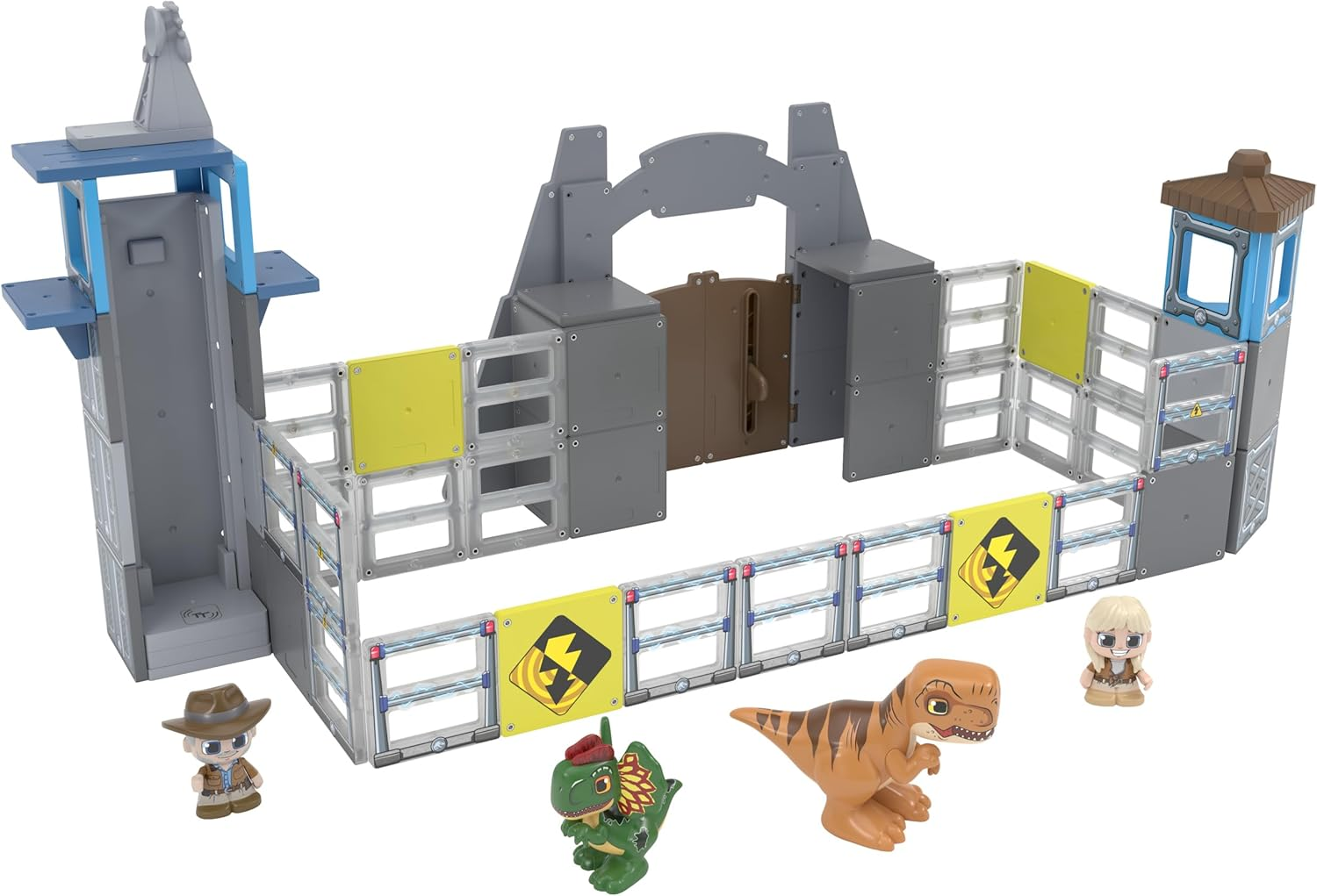 TILE TOWN Jurassic World Dino Escape Magnetic Tiles Construction Building Set and Figures, Kids 3-5+, New ACTION TILES for Action Play, Realistic Builds, STEM Creative Toy, Great Gift for Boys & Girls image number 2