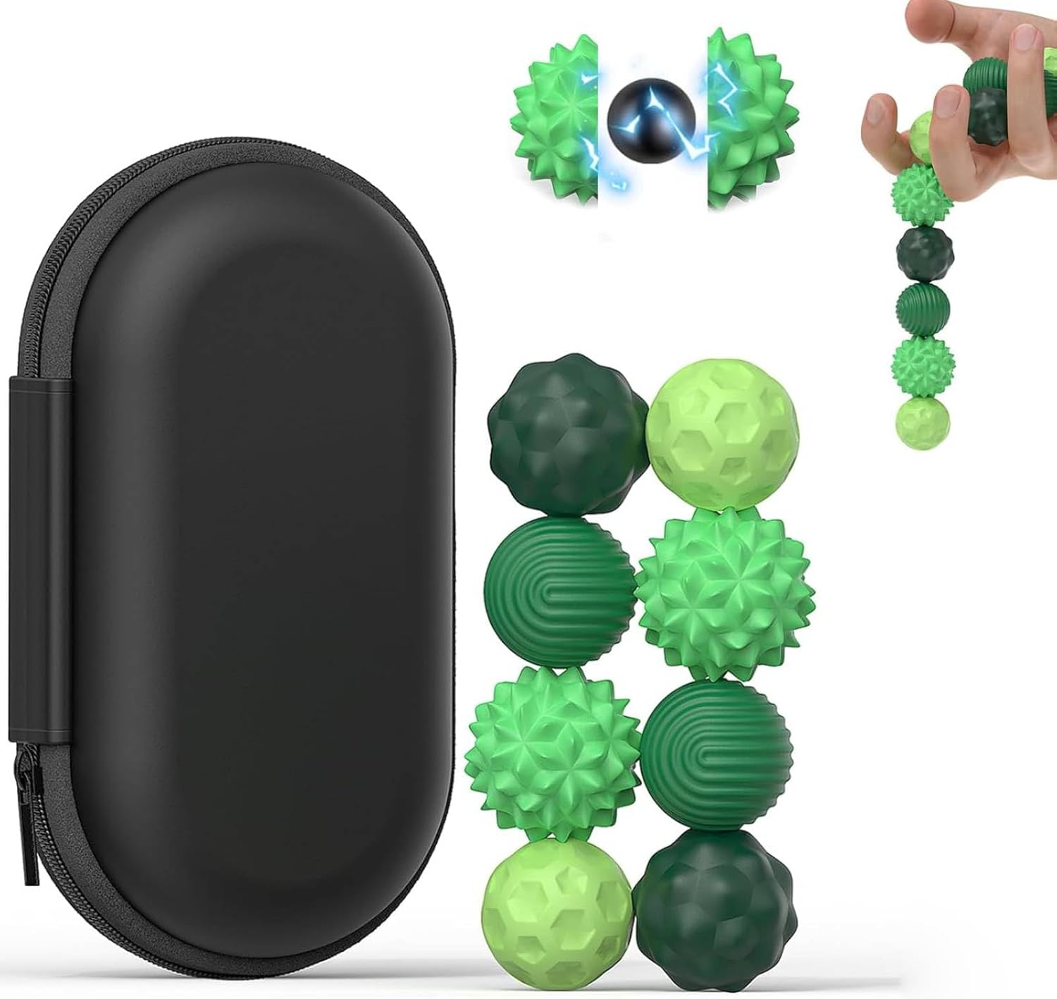 Magnetic Sensory Fidget Balls - 8 Pcs Stress Relief Sensory Ball, Silicone Sensory Toys for Adults, Teens, Calming down Anxiety, Autism, ADHD, Office Desk Toy, Stocking Stuffer for Men Women Teen Gift image number 5