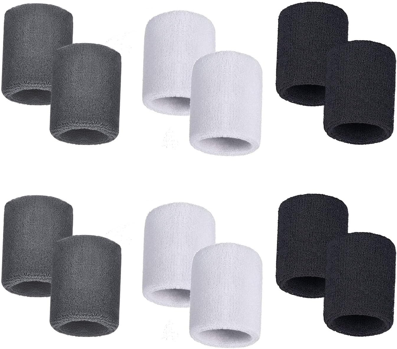 12 Pcs Absorbent Wrist Sweatbands for Athletic Men and Women, Tennis Wrist Sweat Bands for Gym & Running-Wicking Wristbands for Exercise for Sports Tennis Gym Basketball image number 1