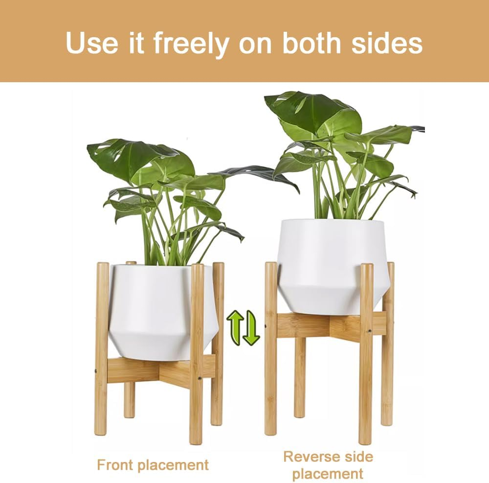 TOMVAES Bamboo Plant Stand,Flower Potted Holder,Adjustable Plant Stand Indoor,Small Flower Stand for Window Garden Balcony Home Decor Living Room Bedroom image number 2