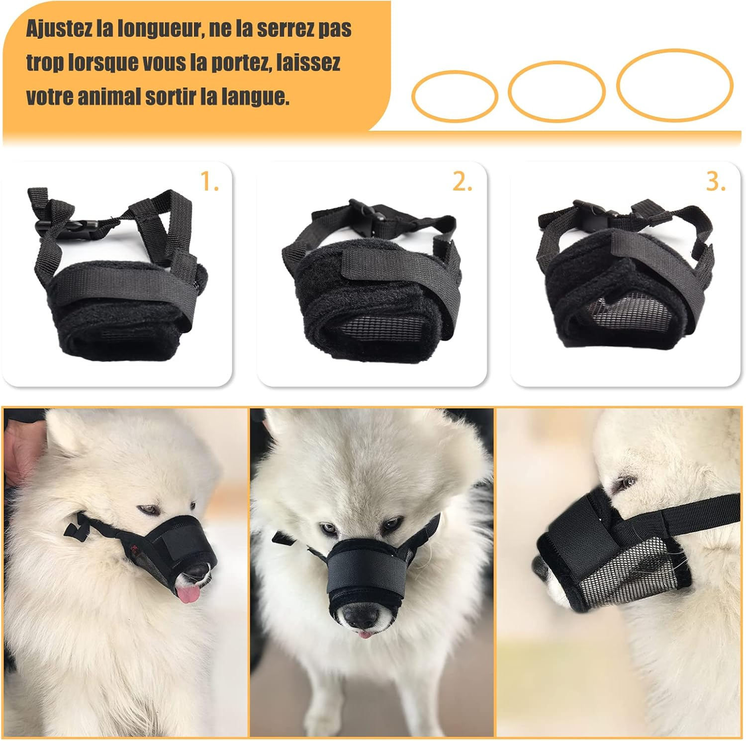 Muzzle for Dogs, anti Biting, Breathable and Chewing with Comfortable Nylon Mesh Soft Fabric and Adjustable Loop, Suitable for Small, Medium and Large Dogs (M) image number 5