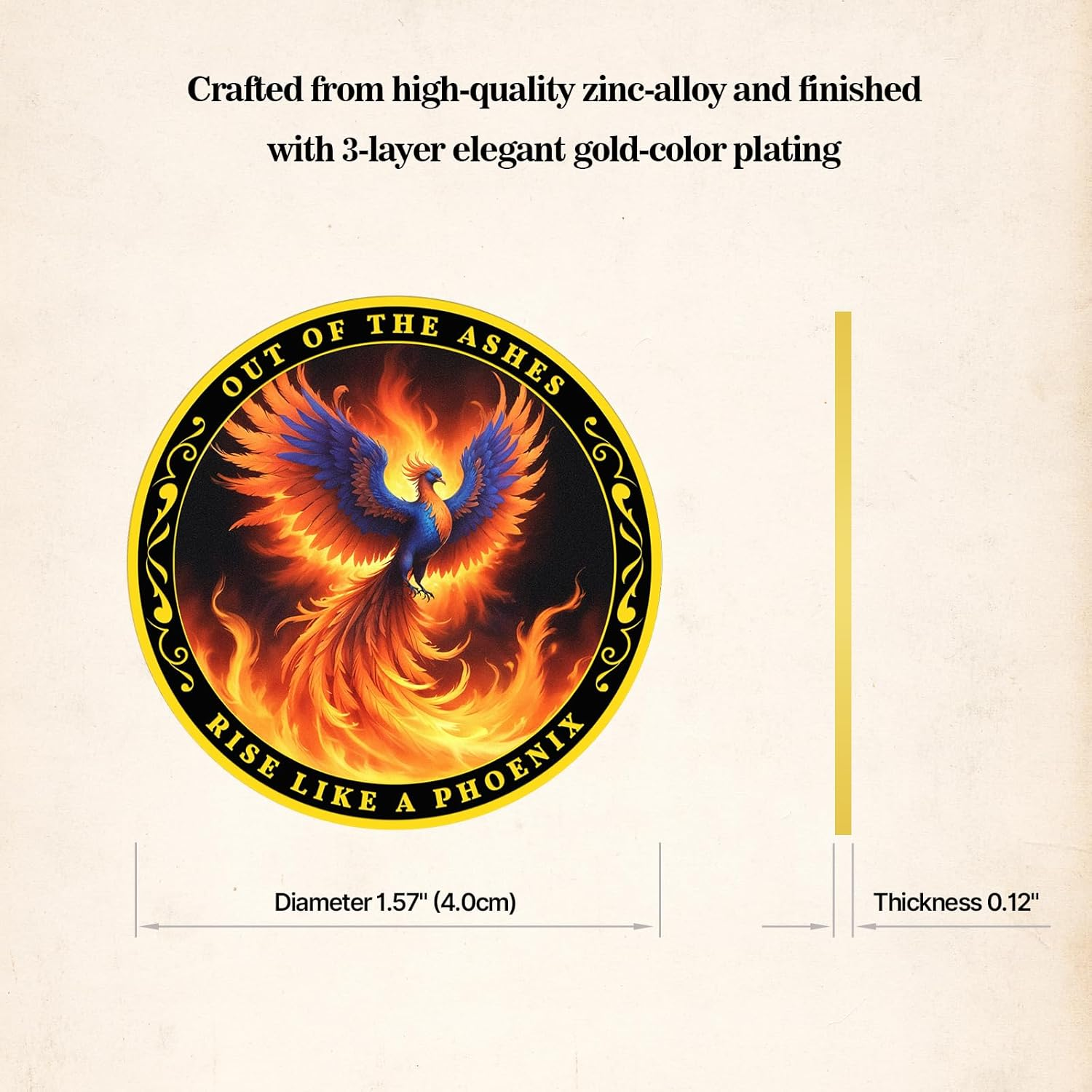Phoenix Sobriety Coin, Out of the Ashes Phoenix Rising from Flames AA Recovery Chip Sobriety Medallion image number 1