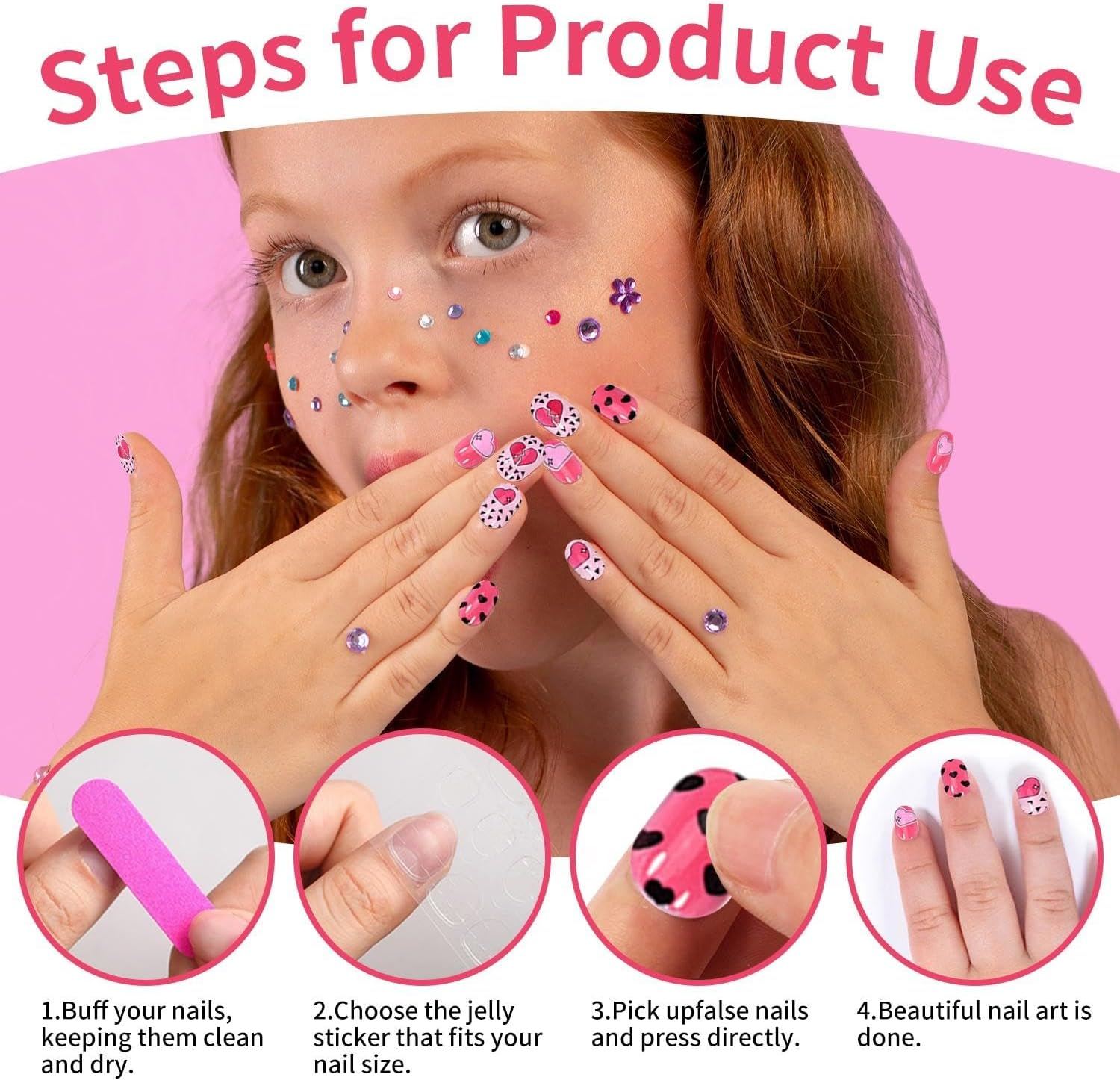 192 Children'S Nail Art Stains, Cartoon Pattern Design, DIY Nail Accessories, Cute Nail Decoration (With Glue Stickers, Nail Rub Strips)