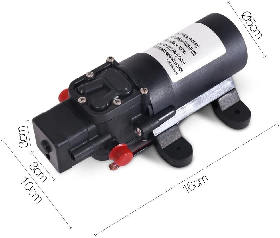 Devanti Water Shower Pump, 12V Portable Instant Camping Heaters Pumps for Indoor Outdoor Car Boat Bath, Self-Priming Energy Saving High Stable Pressure Black