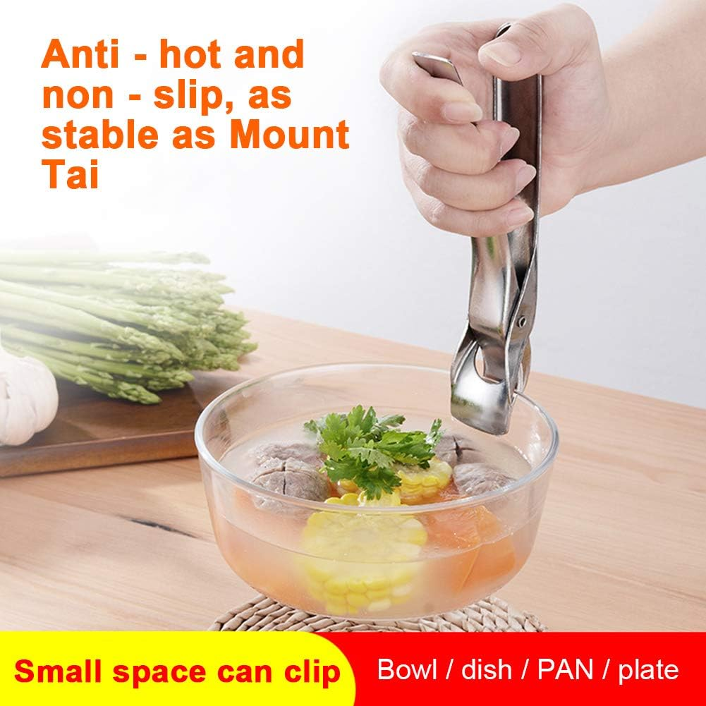 Hot Plate Gripper, anti Scald Clamp Clip, Pizza Pan Gripper Ergonomic Bowl Clip Restaurant Hot Plate Gripper Stainless Steel, Air Fryer Pans Gripper for Camping, Bbq(Orange) image number 4