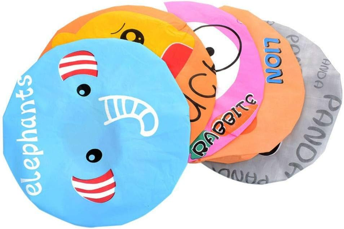 Aysekone 5 Pieces Cute Cartoon Animals Waterproof Elastic PEVA Shower Caps Bath Caps Bathing Bathroom Hats Bathroom Accessories for Women and Girls and Kids image number 1