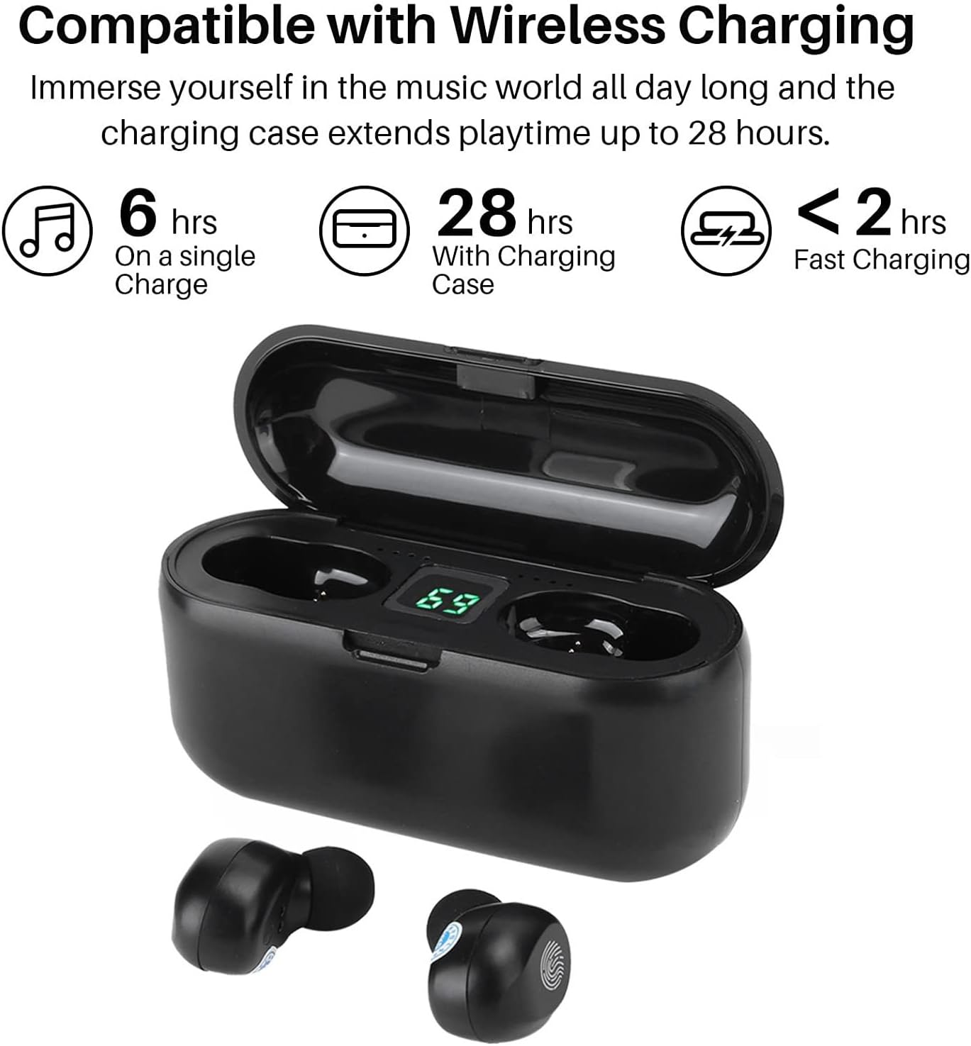 Wireless Bluetooth Earphones, In-Ear True Wireless Headphones, F9 Touch Binaural Earbuds with LED Digital Display, Surge Subwoofer, Hifi Sound. image number 6