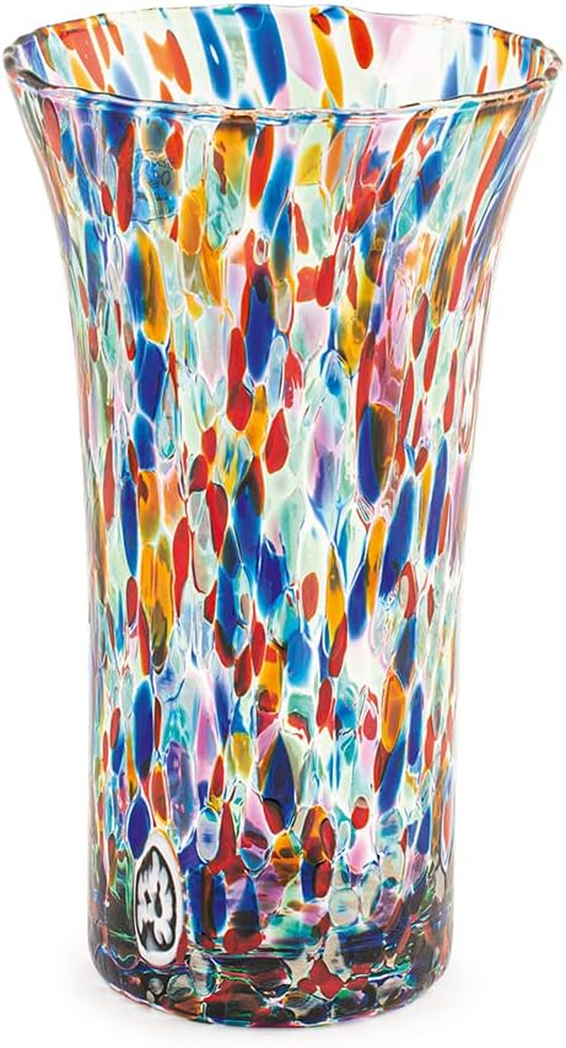 H&H Venetian Flared Glass Vase, 21 Cm, Made in Italy