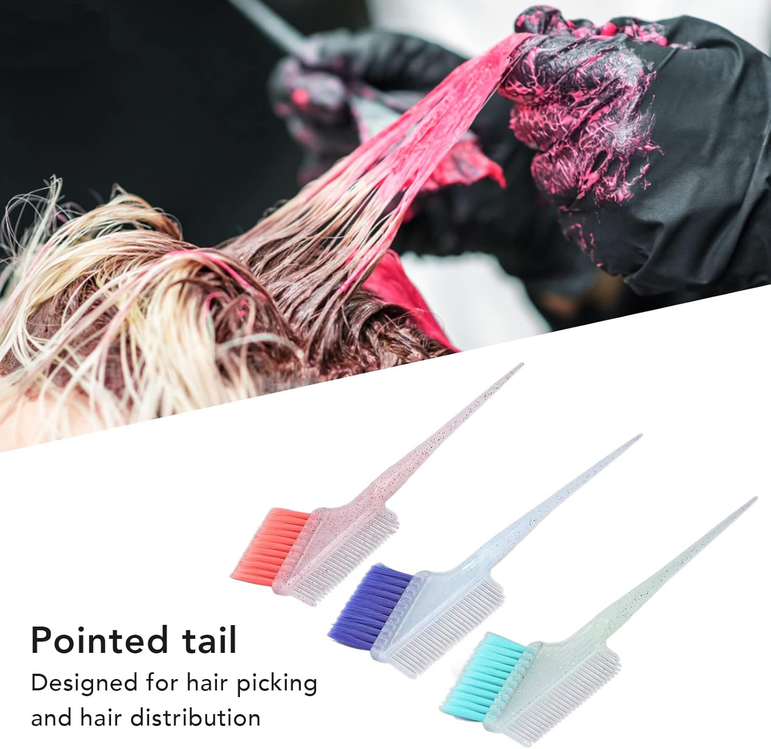 Set of 3 Colouring Brush Set, Hair Colouring Brush for Hair Dyeing, Hair Dye Brush for Applying Hair Colour, Colour Brush for Hairdressing Salon, Brush for Colouring Hair (Double-Sided) image number 2