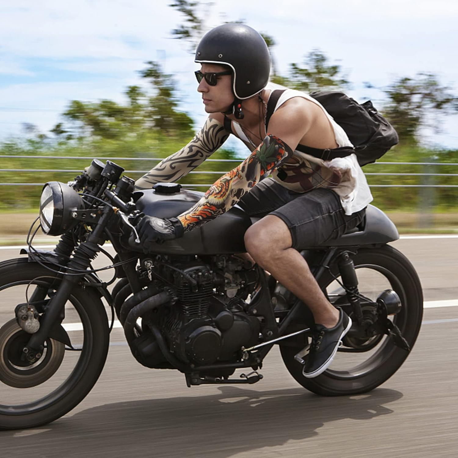 YARIEW Tattoo Sleeves for Men, 12Pcs Arm Sleeves Fake Tattoos Sleeves to Cover Arms Cooling Sun Protection Sleeves image number 2