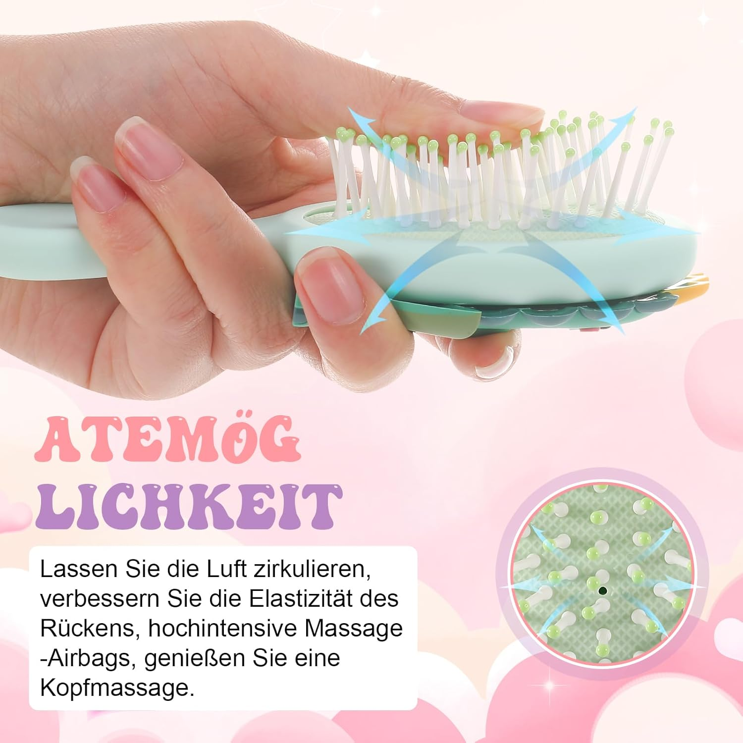 Dusaniyali Pack of 2 Hair Brushes without Pulling Hair Brush Children Antistatic Brush Hair 3D Dinosaur Hair Brush Detangling Brush for Men and Women All Hair Types image number 1