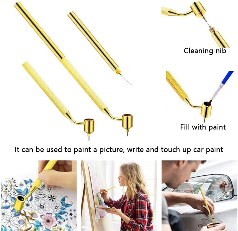 WADY 2Pcs Fine Line Fluid Writer Paint Applicator Pens (0.5Mm & 0.7Mm),Touch up Paint Pen for Cars for Detailing, Creative Hobbies, DIY Car Scratch Repair, Model Painting