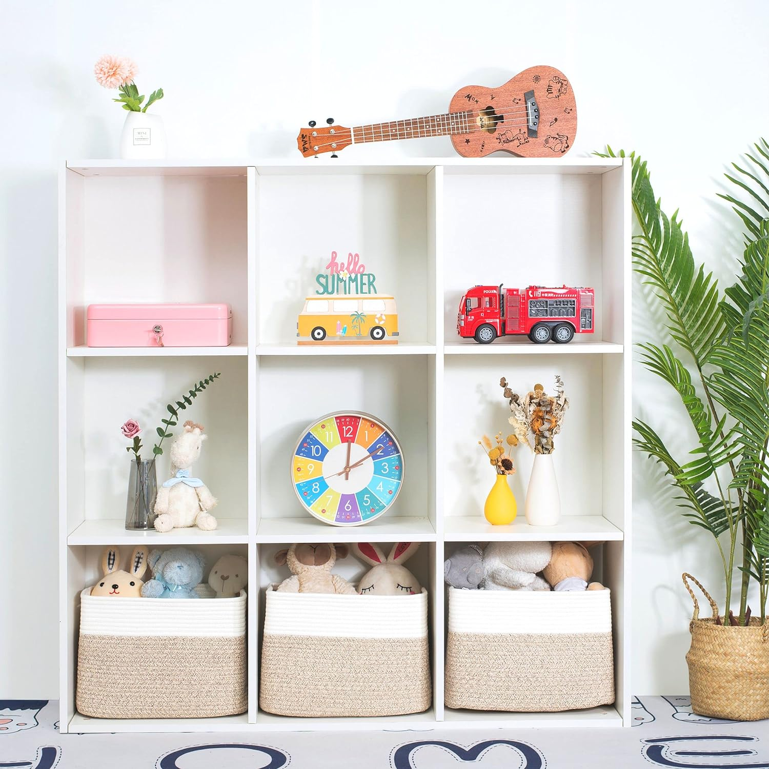 MINTWOOD Design 3-Pack Storage Baskets for Shelves, Playroom and Classroom, Decorative Storage Cube Bins, Woven Closet Organizers, Pantry and Shoe Organizer, Light Brown image number 1