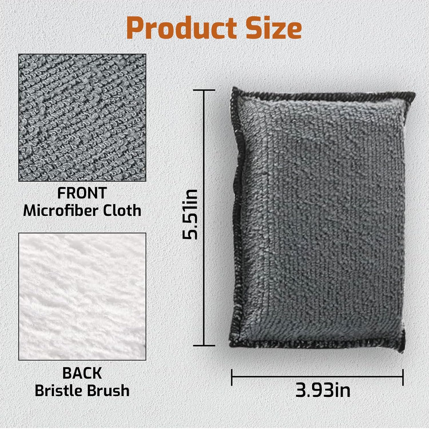 Tzylomirx 5"&times;3" Car Interior Scrubbing Sponges, Microfiber Car Wash Sponges, Auto Detailing Scrub Pads for Cleaning Car Leather, Plastic, Vinyl, Upholstery (2Pcs, Gray & White) image number 4