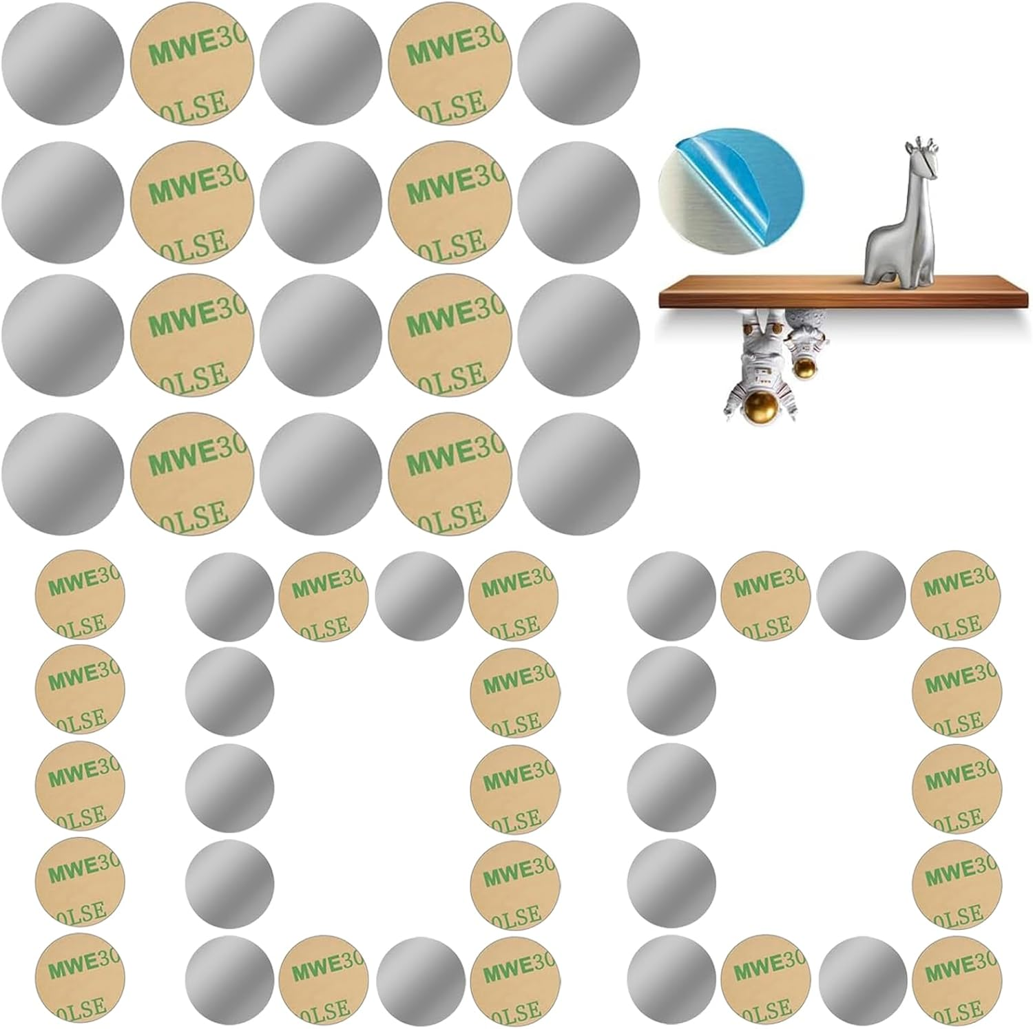 Pack of 100 30 Mm Metal Plates, Self-Adhesive, Silver, Modern Style, for Magnetic Car Mobile Phone Holder image number 5