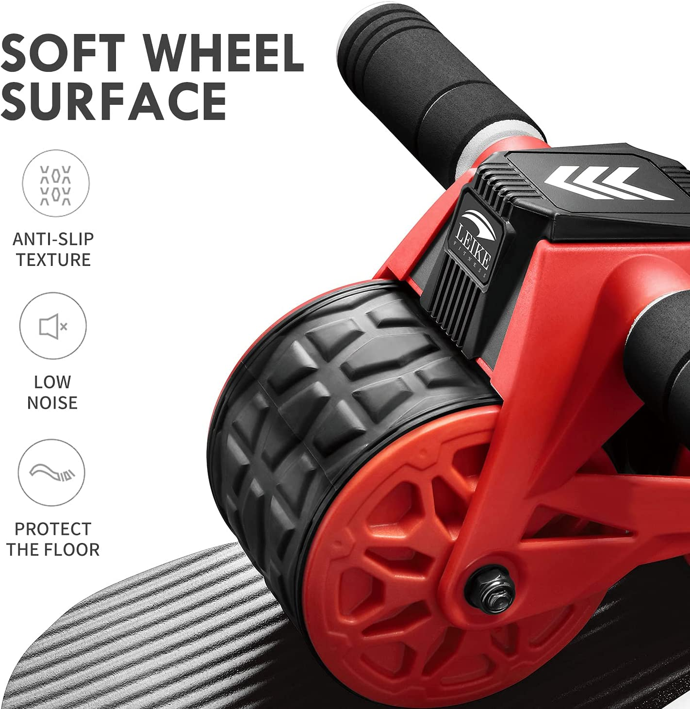 Leikefitness Ab Wheel Roller Automatic Rebound with Knee Pad Mat,Core Muscle Ab Trainer, Ab Workout Equipment for Abdominal Exercise (Red) image number 3