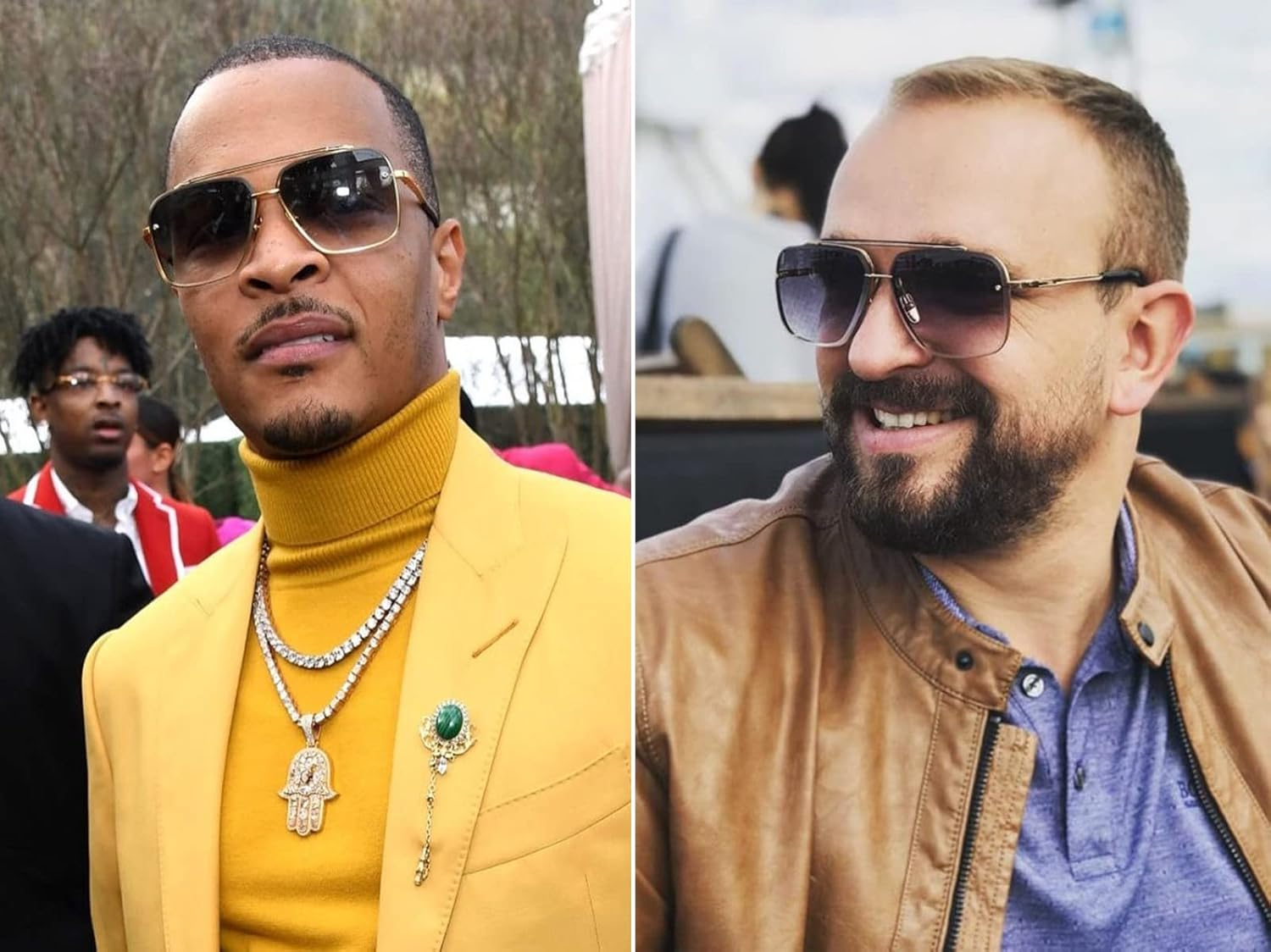 Gtand Fashion Oversized Square Aviator Gradient Sunglasses for Men Women Vintage Metal Sun Glasses 63Mm - C3 Gold Frame/Gradient Gray Lens image number 1