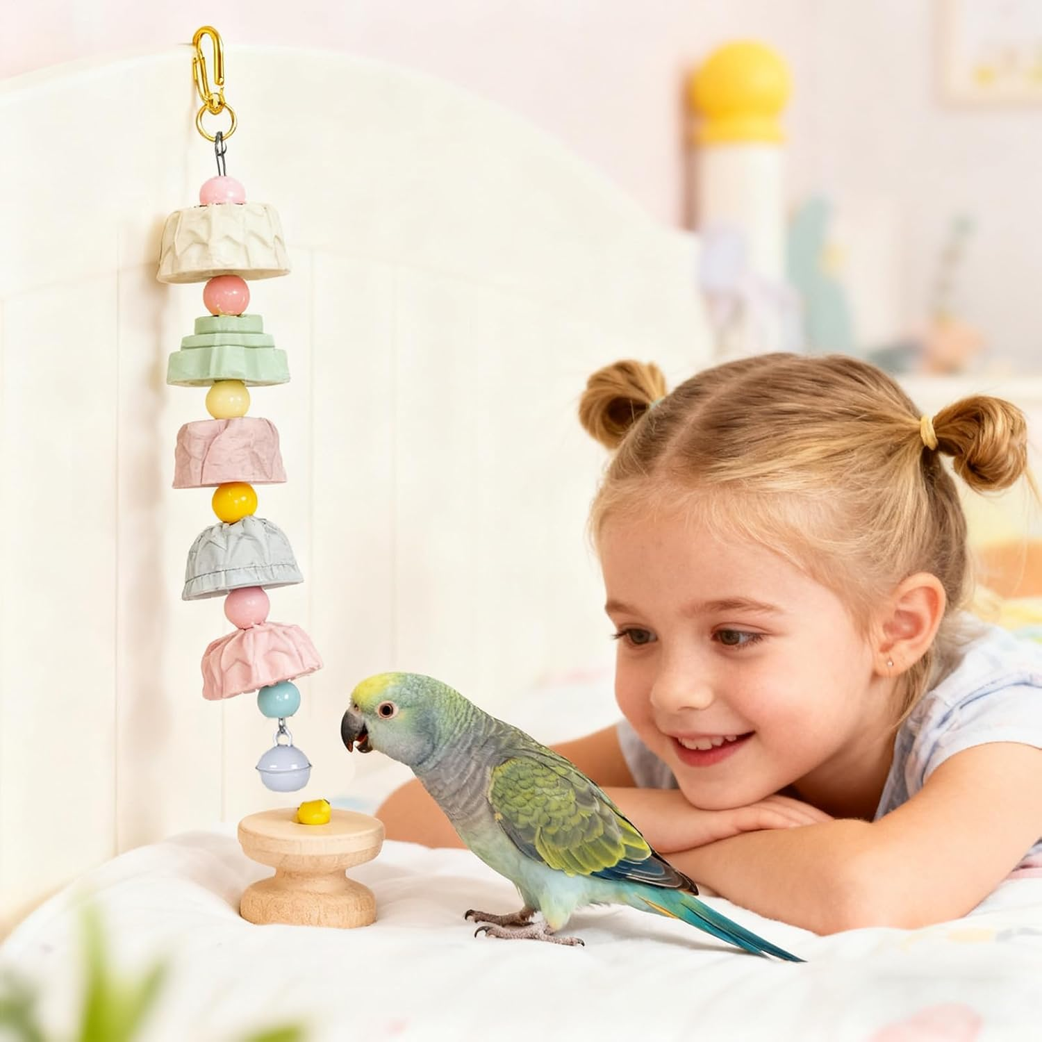 Bird Chew Toys | Multifunctional Pet Grinding Supplies - Bird Beak Grinding Stones Toys Bells - for Macaws Sparrow Lovebird Conures Cockatiels Finches image number 6