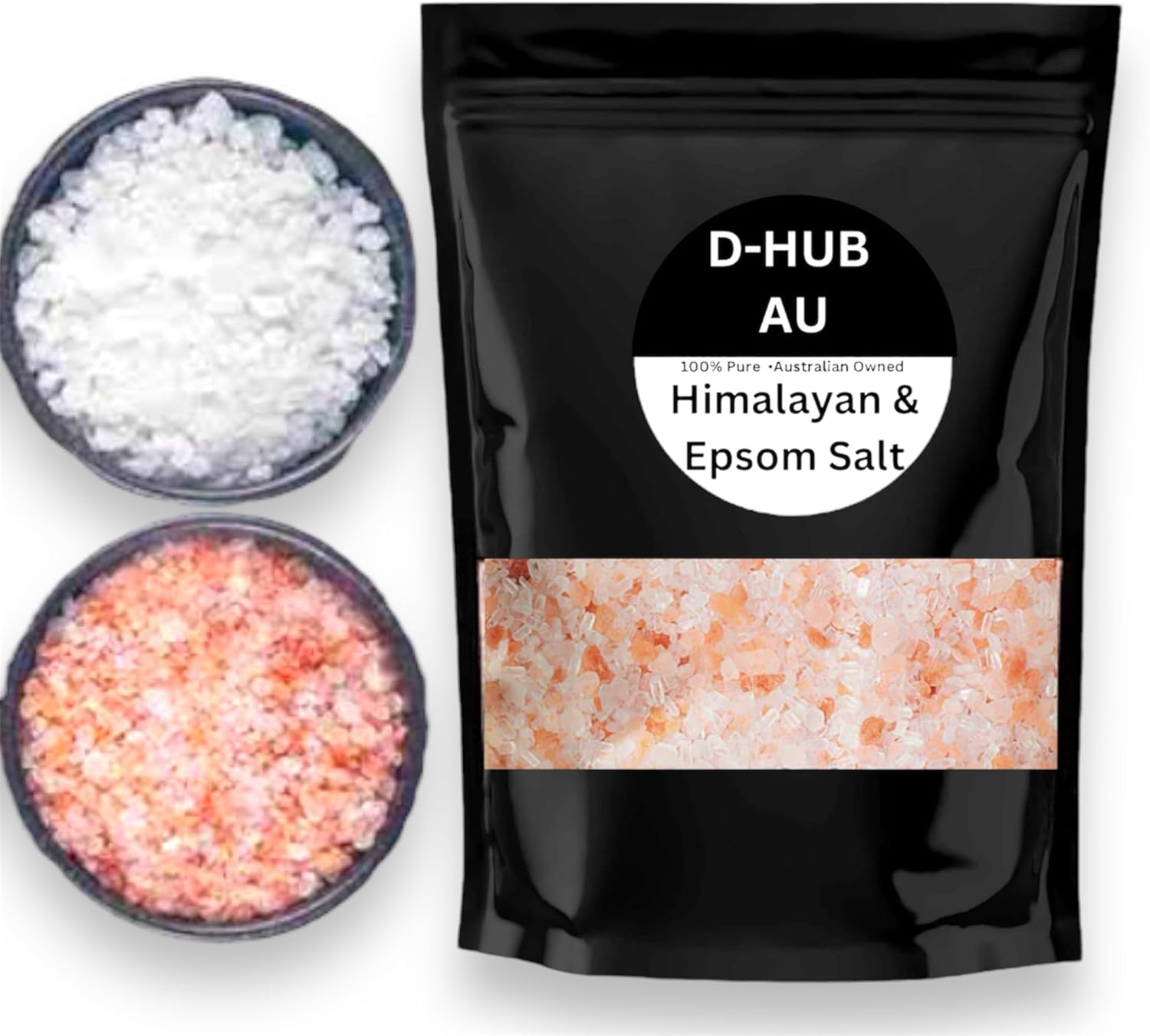 D-HUB AU: (450G) Pure Epsom Salt & Himalayan Pink Salt Bath Magnesium Soak- 100% Natural Combo for Muscle Relaxant & Detoxifier (Food Grade-Fcc)