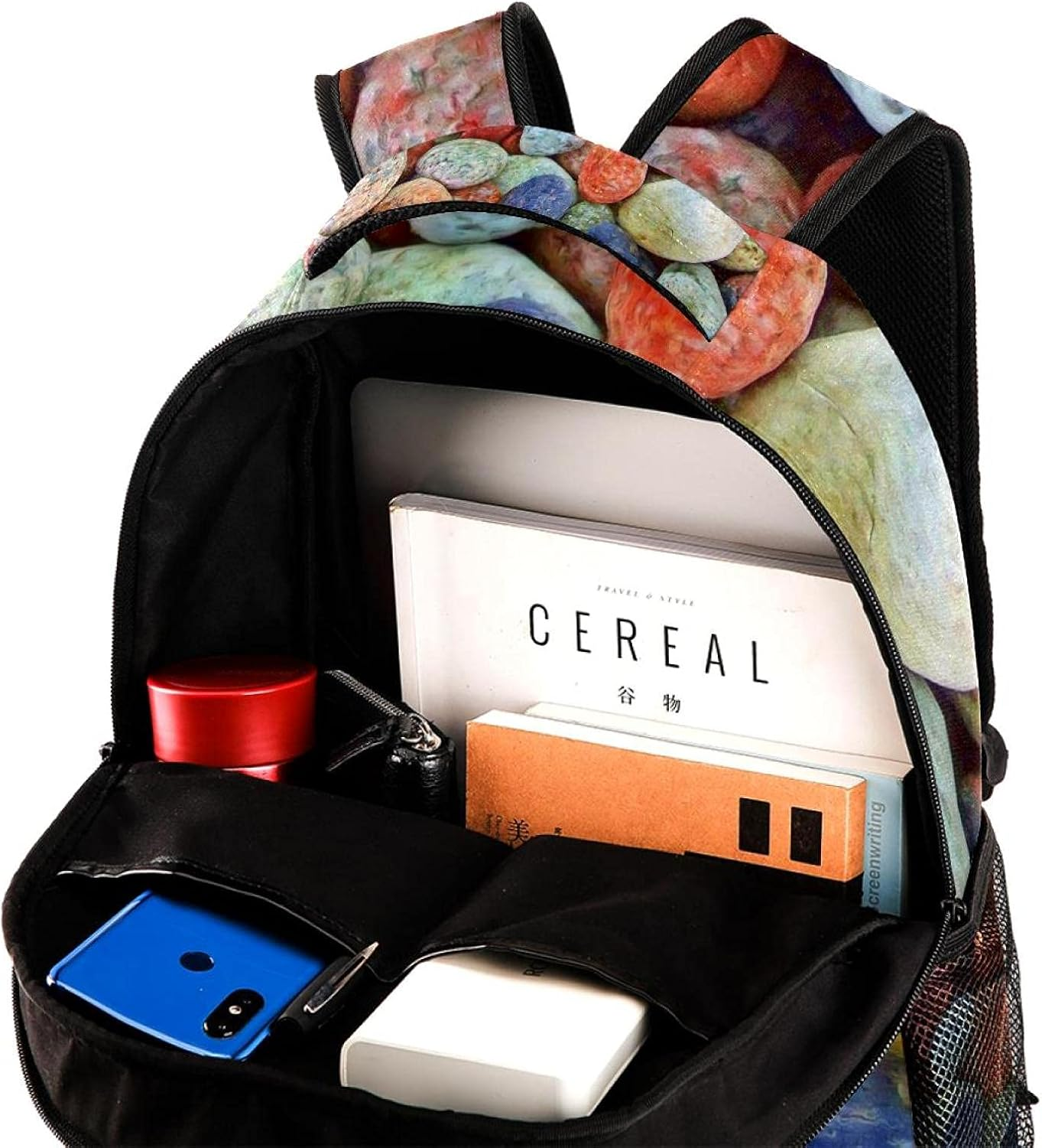 Stones Rocks Pebbles Colorful Backpack Students Shoulder Bags Travel Bag College School Tote Backpacks image number 2