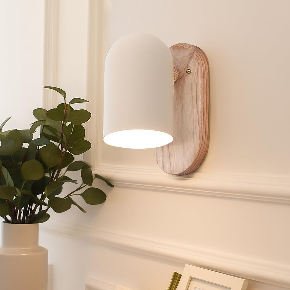 Krear Set of 2 Wooden Wall Sconces, Lighting Indoor Wall Light Fixture for Bedroom, Living Room, Hallway Lighting