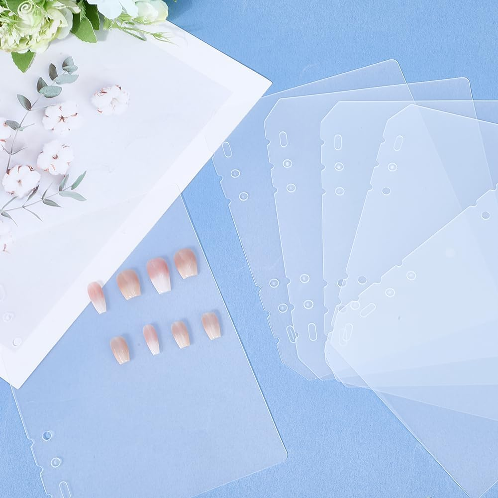 SOFPLATE 6Pcs Nail Book Pages Press on Nails Binder Clear Plastic A5 6 Holes Waterproof Rectangle Organizer Display Storage Books Insert Divider Sheets Page for Fingernail Salon Art Packaging Supplies image number 5