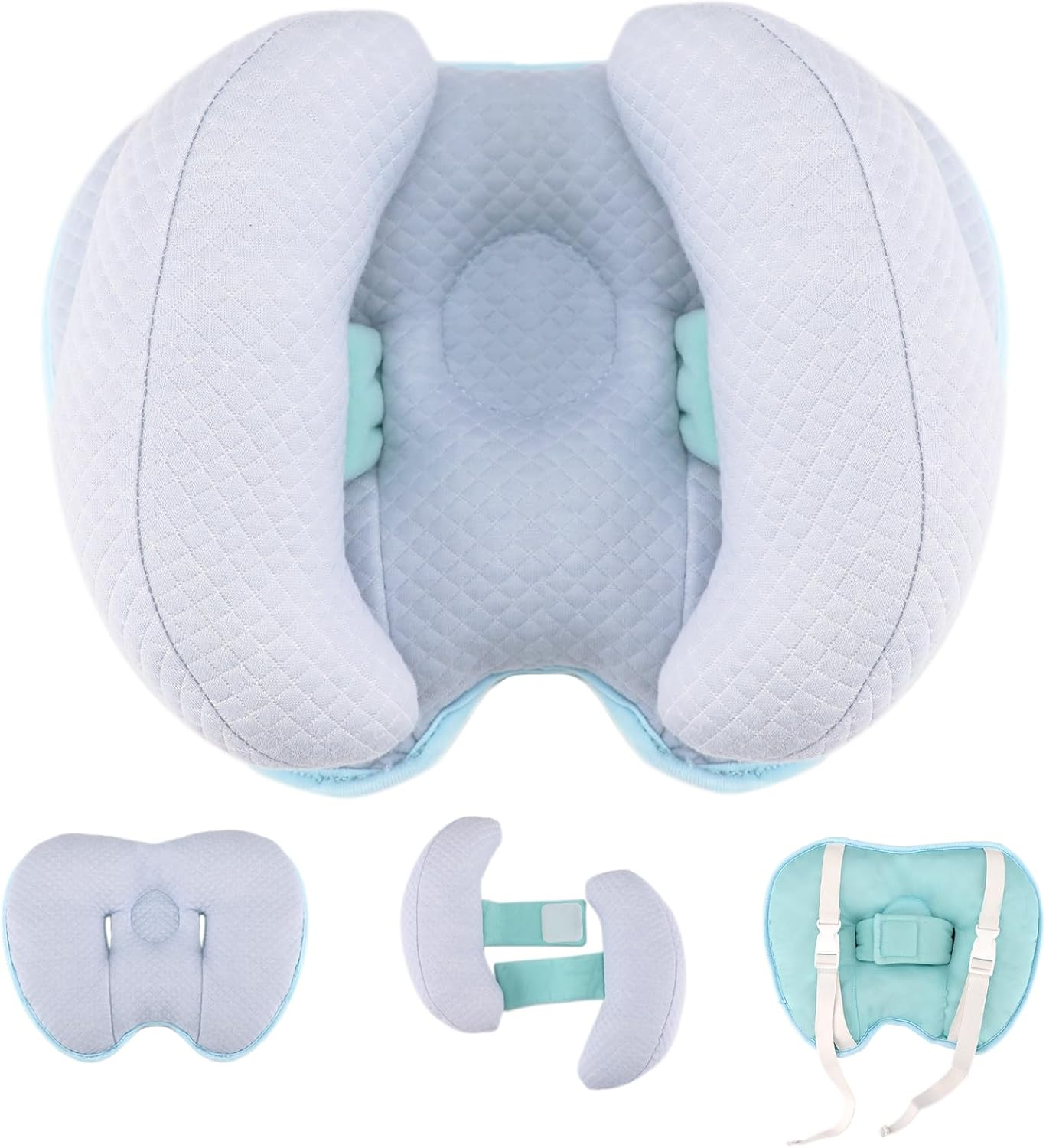 Upgraded 2 in 1 Baby Travel Pillow, Adjustable Banana Shape Baby Neck Head Support Piloow Stroller Insert Cushion for Kids, Toddler, Grey