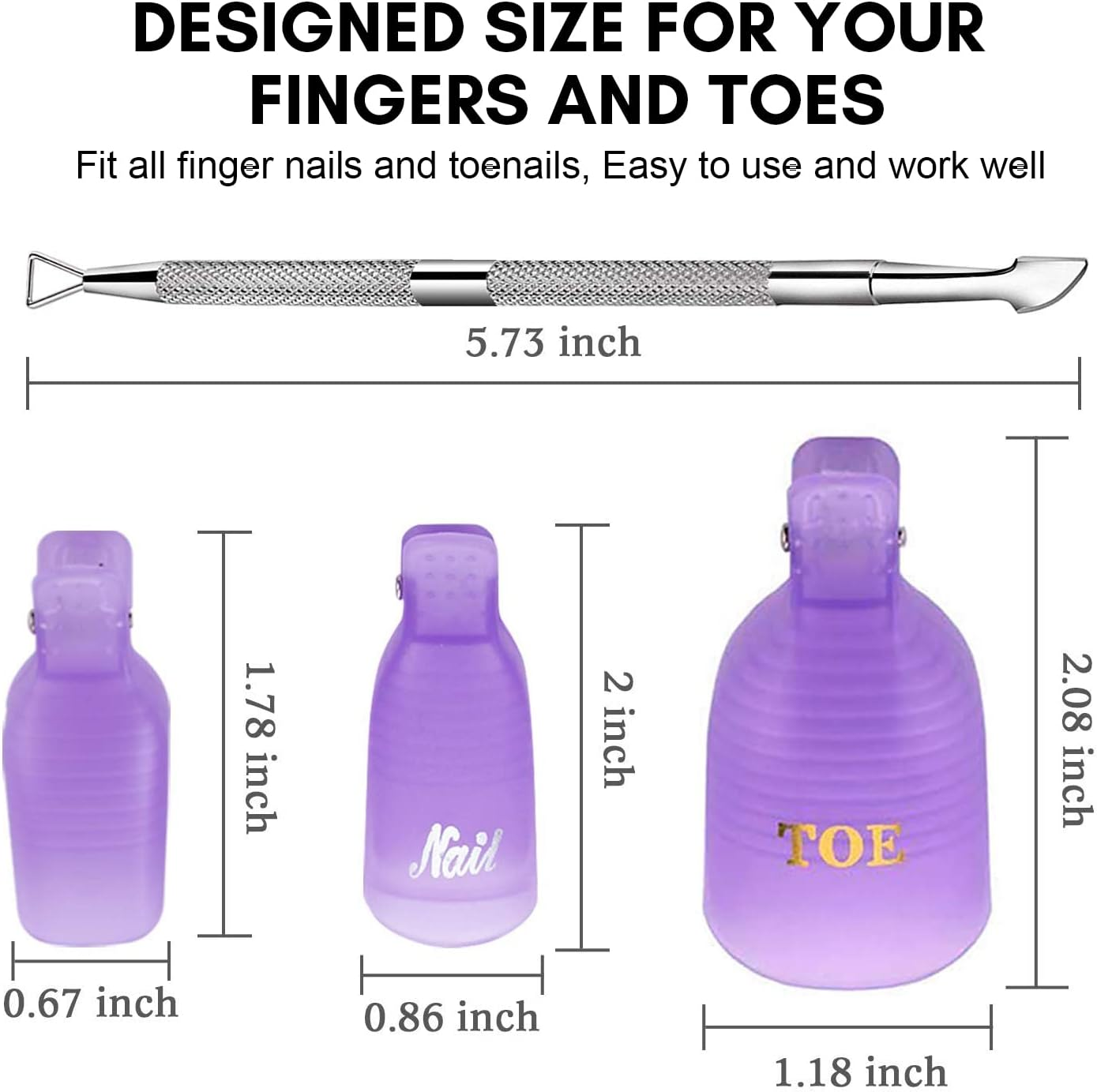 Makartt Gel Nail Polish Remover Clips Kit,With Double Ended Metal Cuticle Pusher,20 Pcs Plastic Resuable Finger and Toe Nail Clips for Removal Acrylic Nail Art Gel Polish Soak off Cap Clip - Rose image number 3