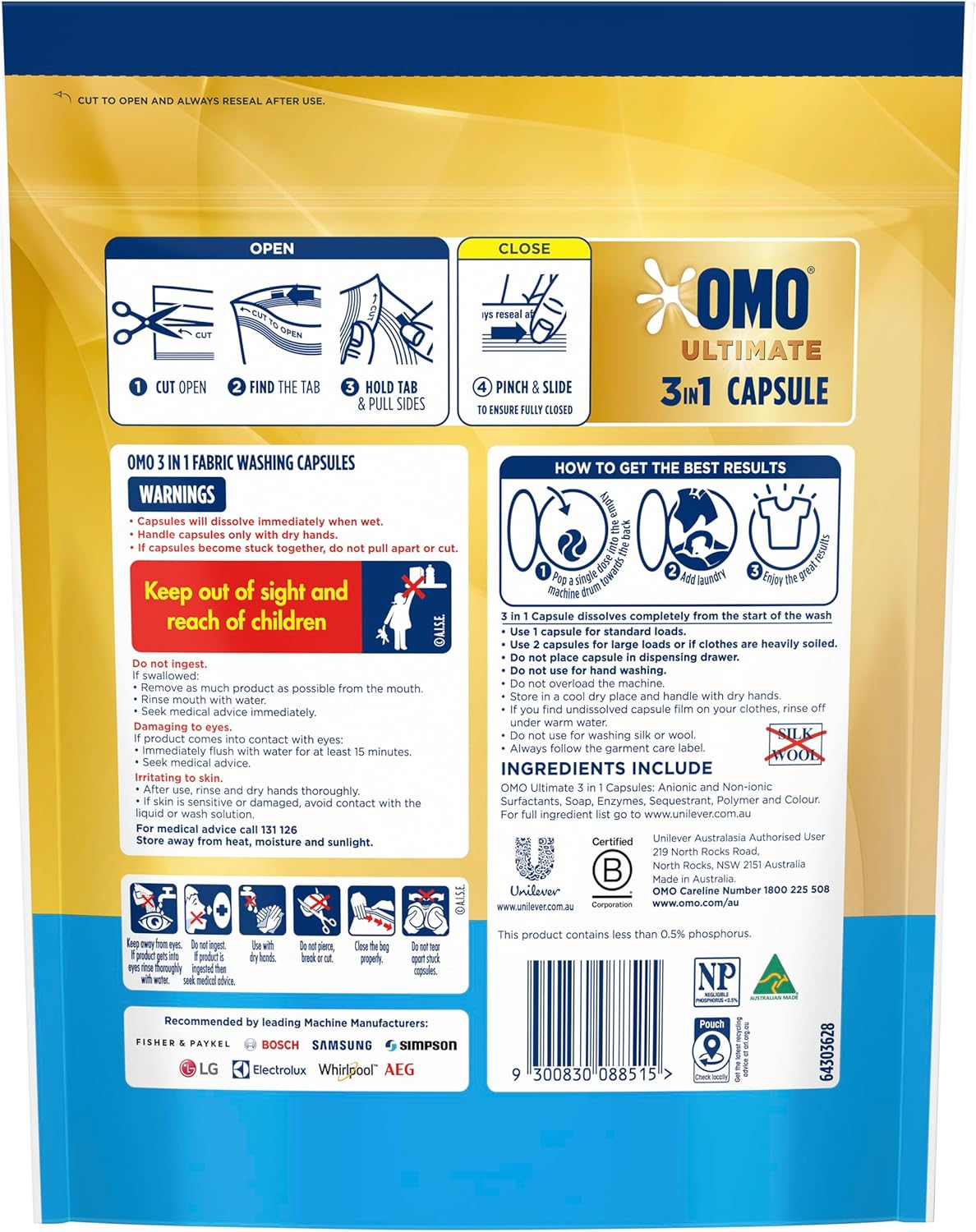 OMO Ultimate Sensitive 3 in 1 Laundry Capsules, 50 Washes image number 2