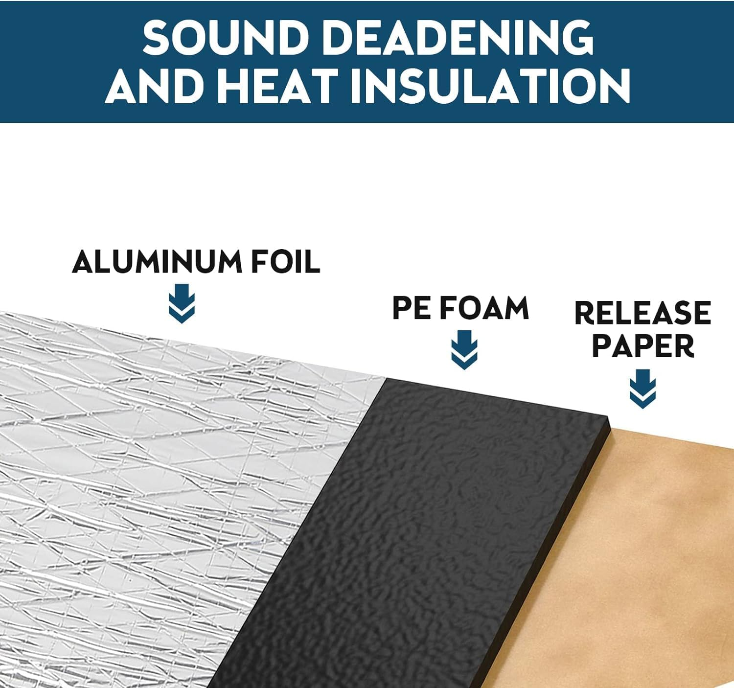 Car Sound Deadening Mat, Heat Shield Mat, Automotive Sound Deadener, Noise & Heat Insulation, Moistureproof Waterproof, 197Mil 10.76Sqft (10 Sheets 15.7" X 9.8") image number 3