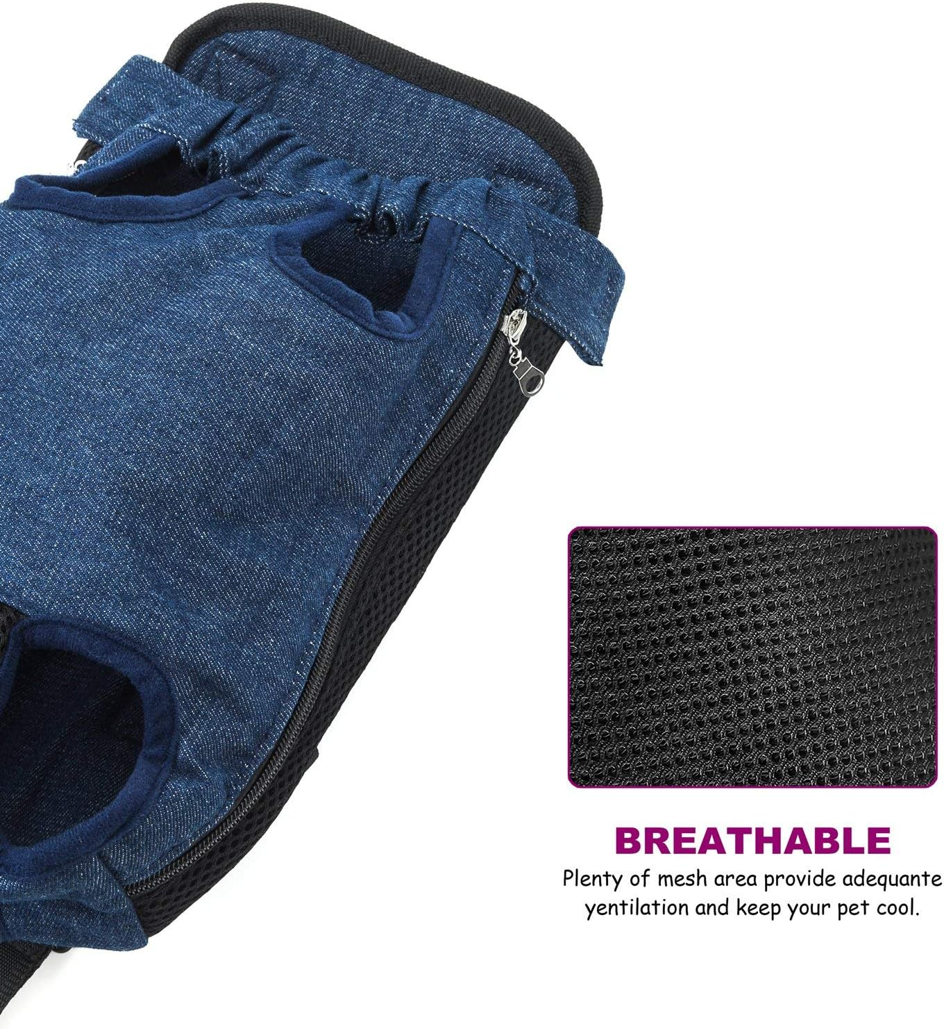 GEEPET Legs Out Front-Facing Dog Carrier Hands-Free Adjustable Pet Puppy Cat Backpack Carrier for Walking Hiking Bike and Motorcycle (X-Large, Denim Blue) image number 2