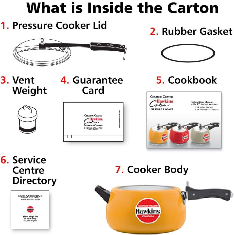 Hawkins Contura Ceramic-Coated Pressure Cooker, 5 Litre Capacity, Mustard Yellow image number 5