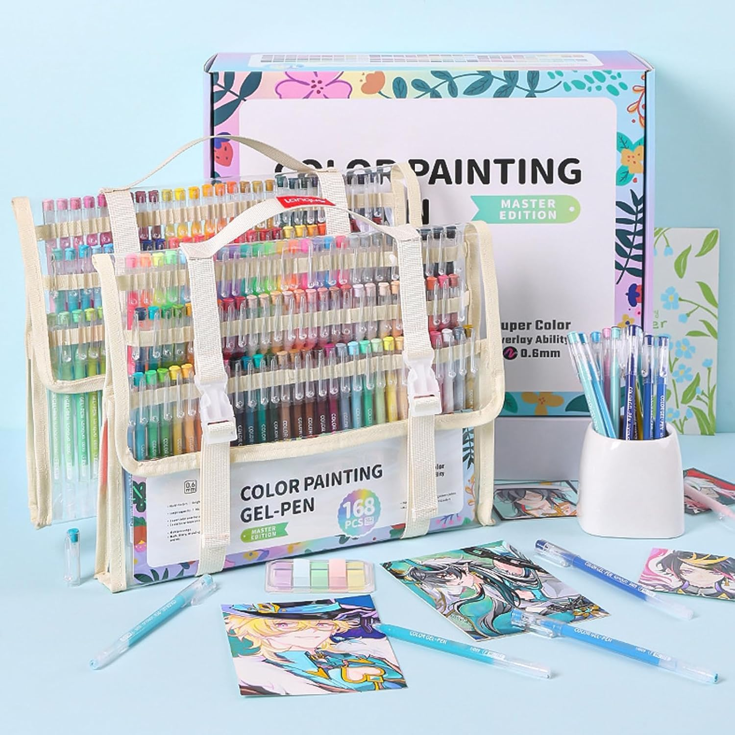 168Pcs Gel Pens Set, 162 Colors Gel Pens for Adult Coloring Books with Exquisite Transparent Storage Bag, 0.6Mm Fine Point Quick-Drying Ink for Coloring & Writing, Journaling & Office image number 5