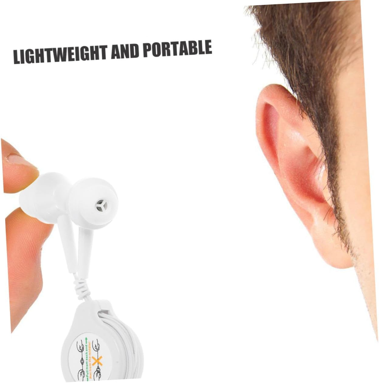 YOSADIER Retractable Earbuds Earbud Headphone with Noise-Canceling Technology Adjustable Length for Sports and Travel Comfortable Fit for Active Lifestyle image number 6