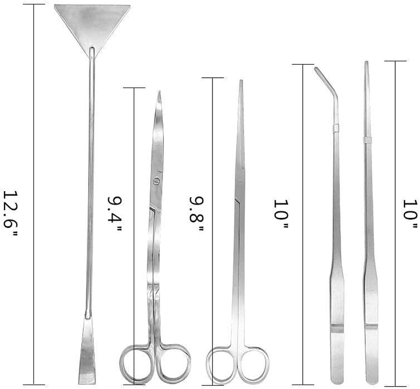 Aquascaping Tools 5 in 1 Kit Aquarium Scissors Plant Tools Curved & Straight Scissor Tweezers Spatula Stainless Steel anti Rust Aquascape Tools for Fish Tank image number 1