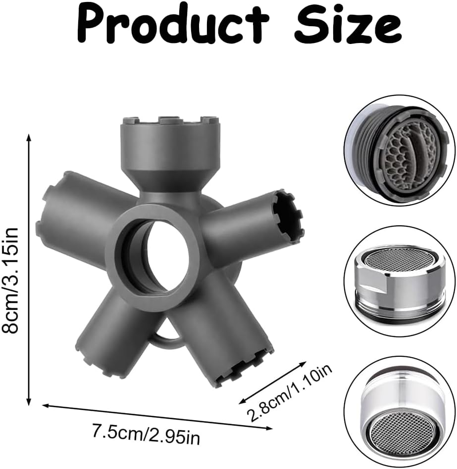 10-In-1 Universal Faucet Aerator Removal Tool,Compatible with M28 M24 M22 M21.5 M18.5 M16.5 Standard & Hidden Aerators,Non-Slip Bubbler Replacement Key for Sink, Kitchen, Bathroom & Outdoor Faucets image number 1