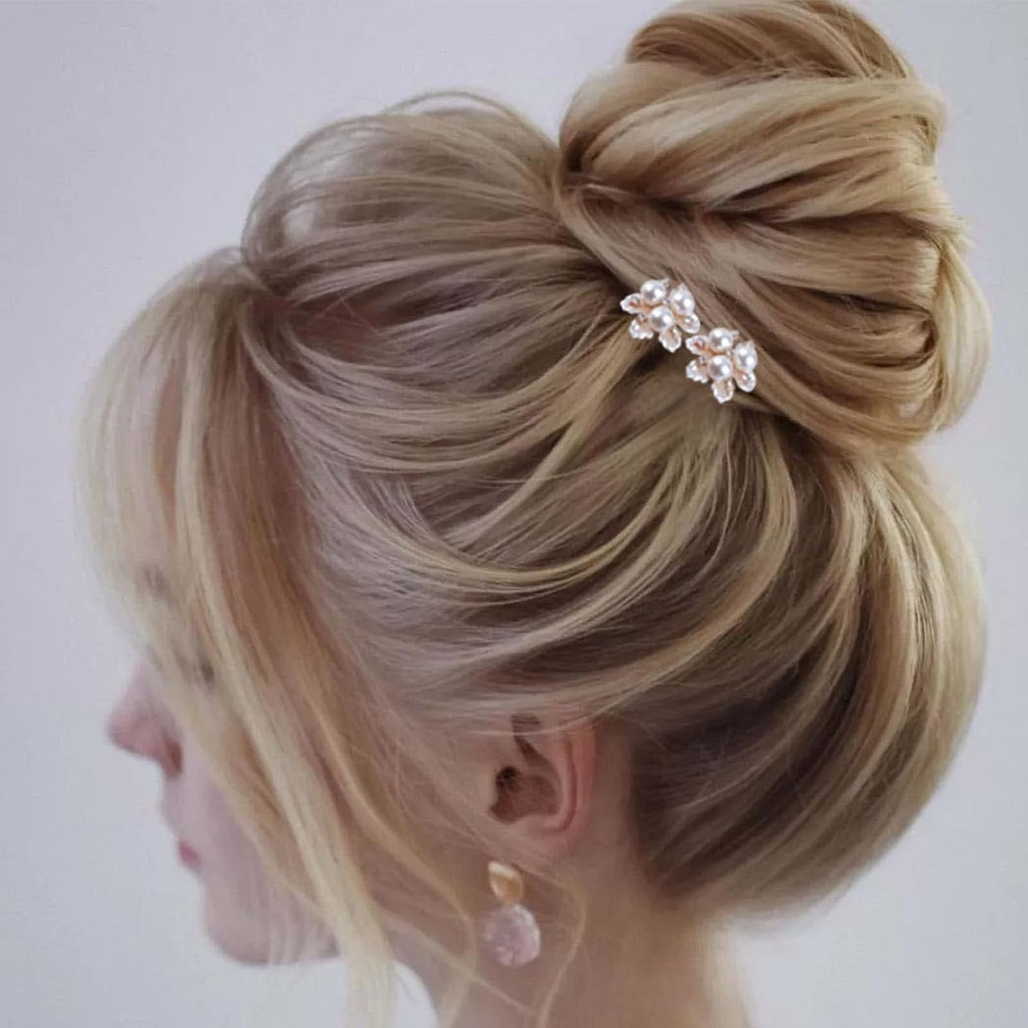 Yheakne Pearl Crystal Wedding Hair Pins Gold Flower Pearl Hair Pins Barrette Vintage Hair Clip Pins Decorative Bobby Pin Boho Hair Clip Bridal Hair Accessories for Women and Girls 2 Pieces (With Pearl) image number 5