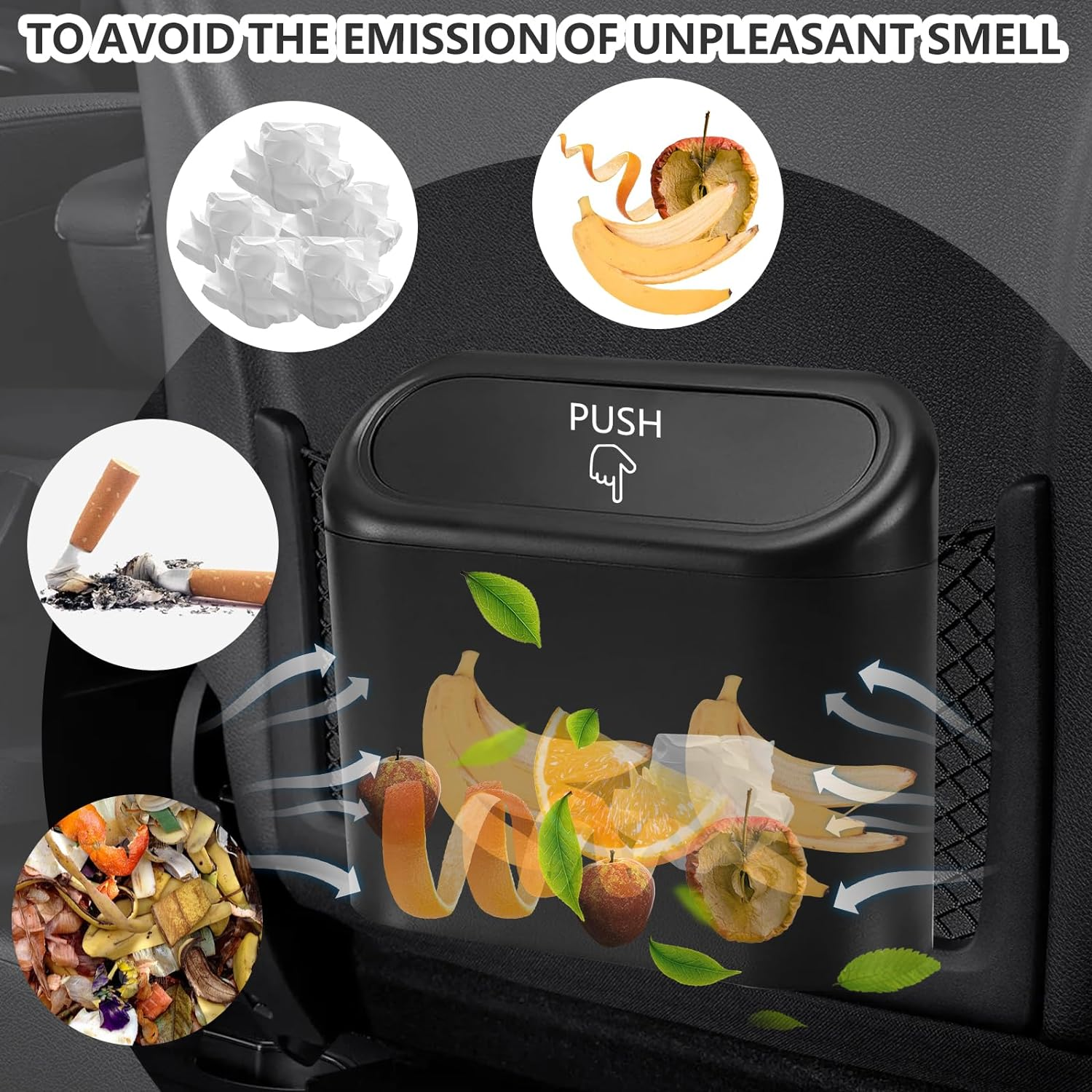 Car Trash Can Bin with Lid & 210PCS Trash Bags, 2Pack Hanging Mini Vehicle Garbage Can Leakproof, Car Dustbin Garbage Organizer Container for Car Home Office image number 2