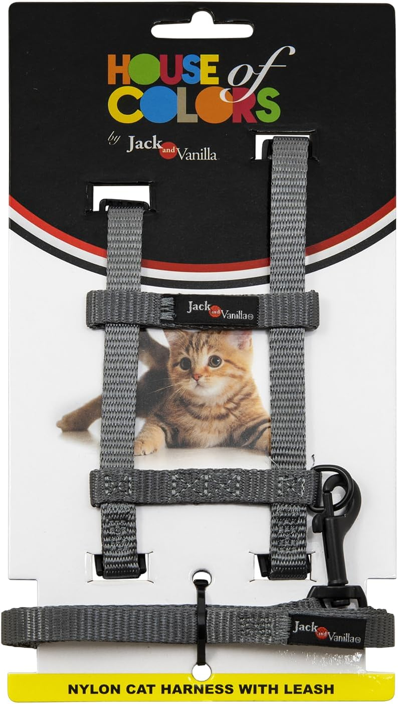 JACK and VANILLA, Ergonomic Cat Harness with Lead, Durable Nylon, Adjustable for Optimal Comfort, Modern Design, Colour Yellow, Size 10 Mm X 120 Cm, Nylon Model