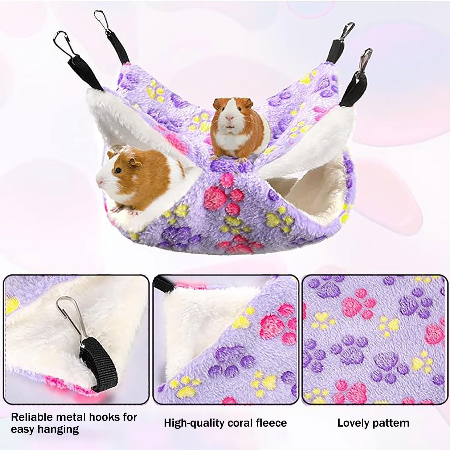 Lxcshljx 2Pcs Rat Hammocks for Cage, 2 Layer Ferret Rat Hammock, Pet Hammock for Cage Accessories, Guinea Pig Hammock, Hamster Bed Mat, Chinchilla Hanging House, Small Animal Beds for Playing Sleeping image number 6