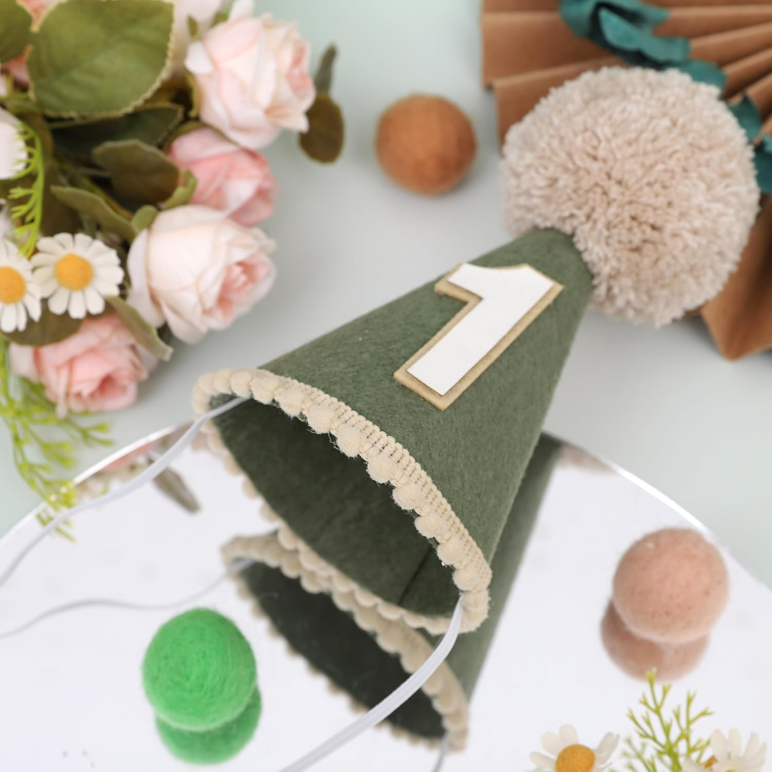 Agvgaza Wild One Birthday Hat - Wild/Woodland 1St Birthday Decorations,Deep Green Boys First Birthday Hat,Safari Jungle 1St Birthday Crown,Wild One Photo Props Cake Smash for Baby Boys image number 2