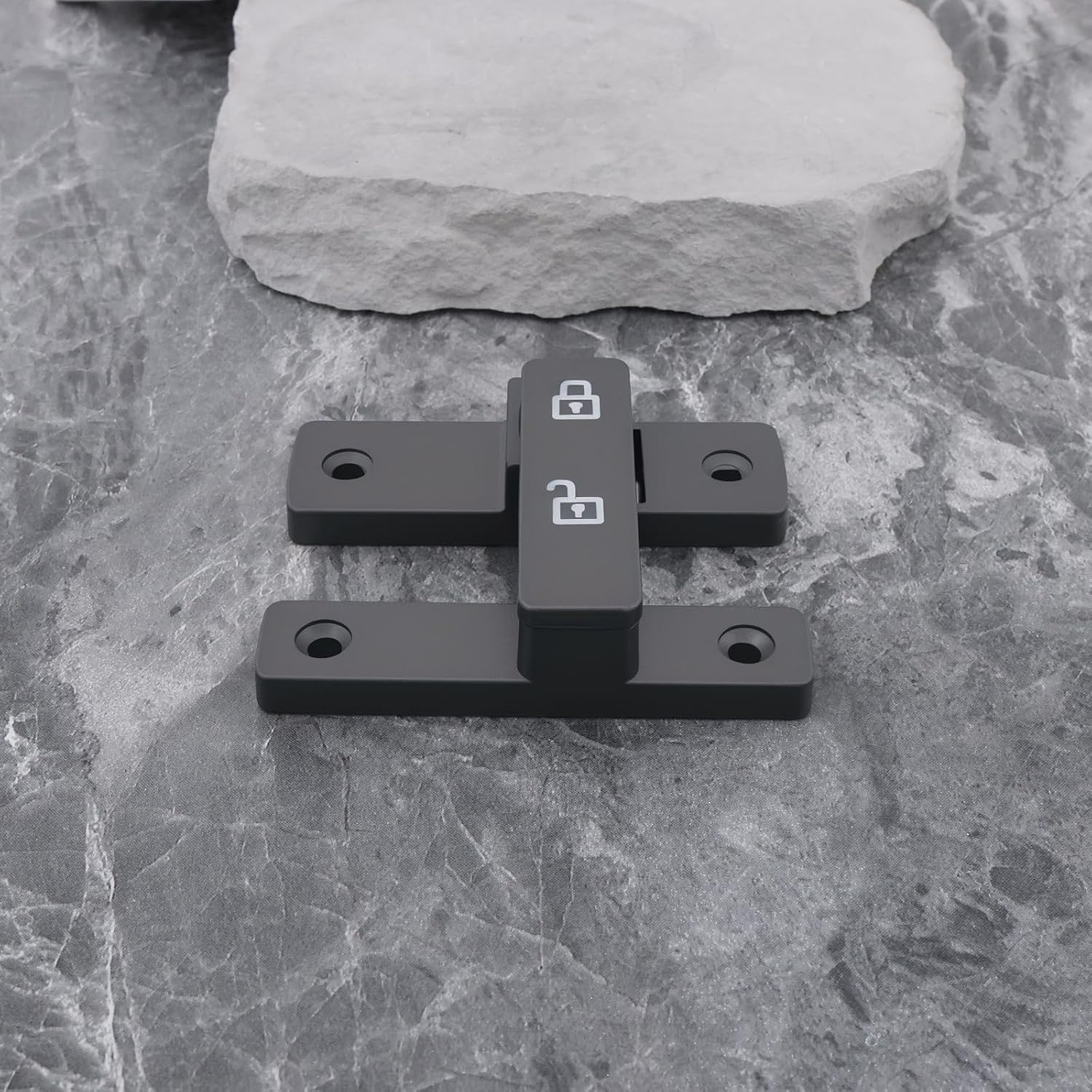 Emsea Grey Luminous Barn Door Lock 180 Degrees Surface Mounted Sliding Lock for Wooden Metal Aluminum Door 84X63X18Mm