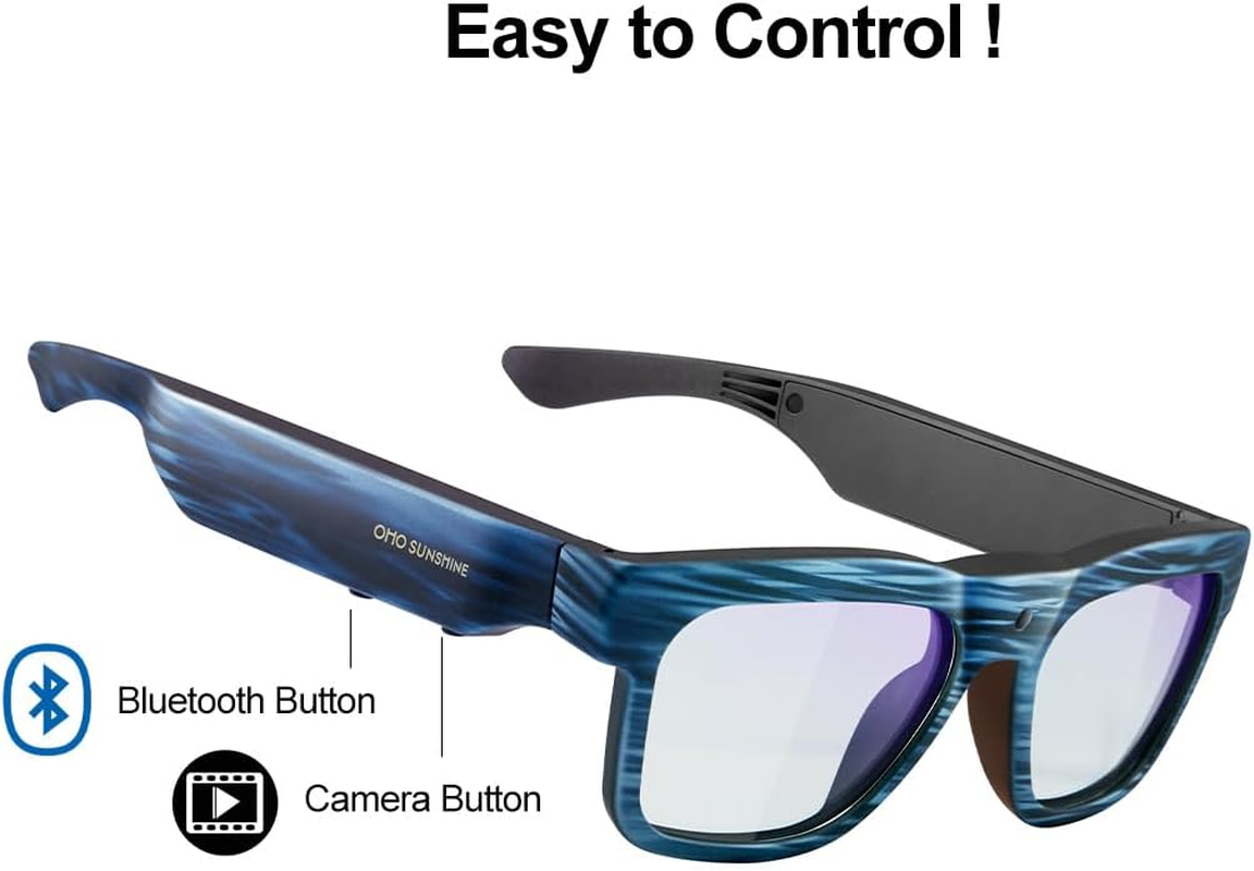 Oho Smart Glasses, Camera & Bluetooth Sunglasses with Open Ear Speaker Athletic/Outdoor Sports,Polarized UV Protection,Unisex image number 6